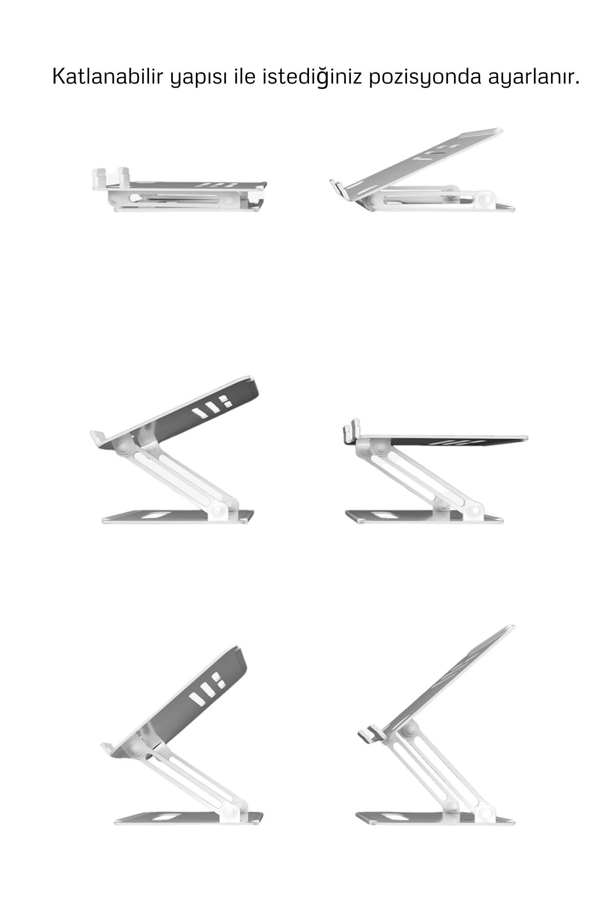 Basic 2 Tüm Modellerle Uyumlu Metal Kolay Ayarlanır Katlanabilir Ergonomik Laptop Standı Yükseltici