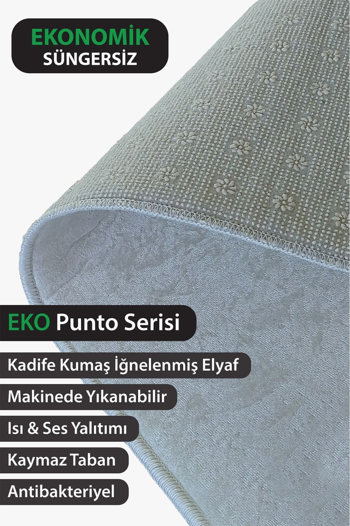 Modern Eko Punto Kaymaz Tabanlı Yıkanabilir Antibakteriyel Dijital Baskı Oval Halı