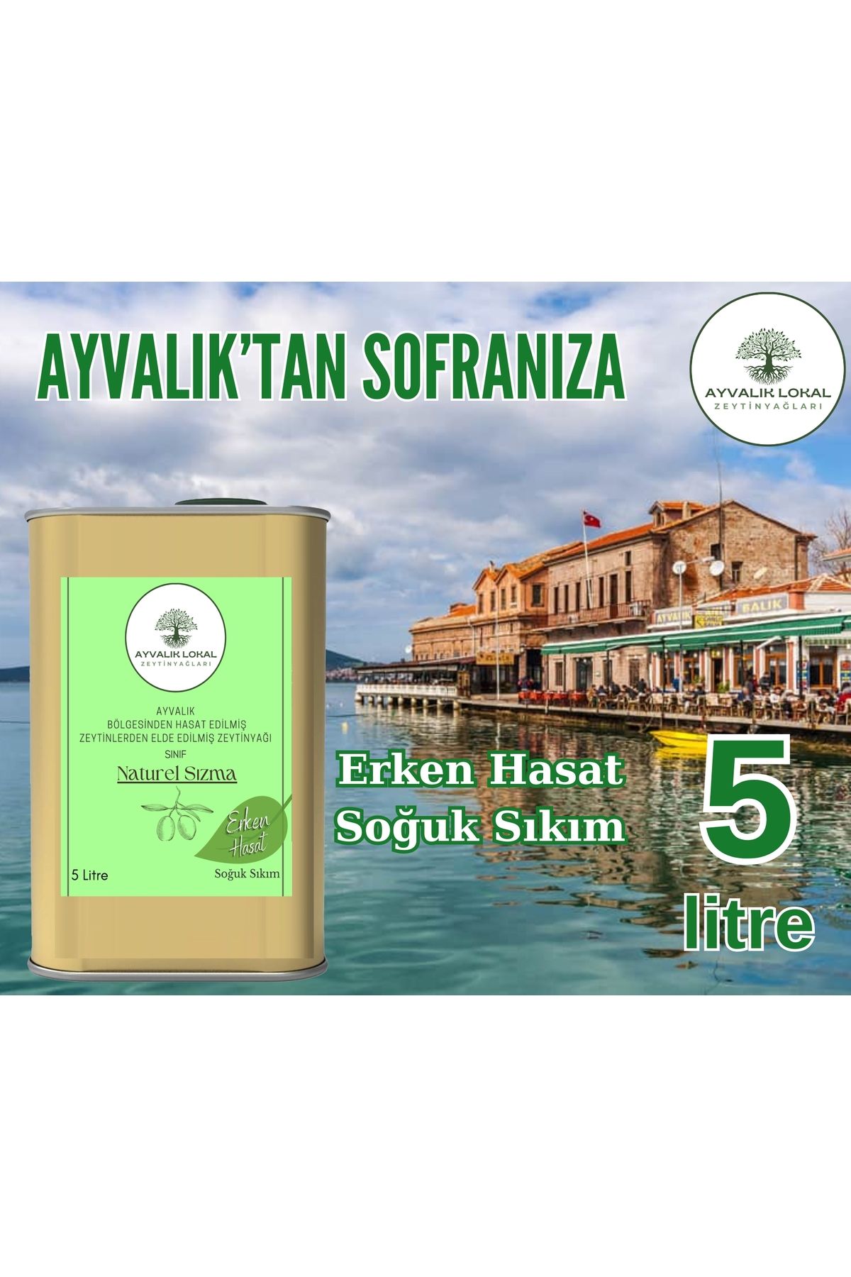 Naturel Sızma Erken Hasat Soğuk Sıkım Zeytinyağı 5 Litre