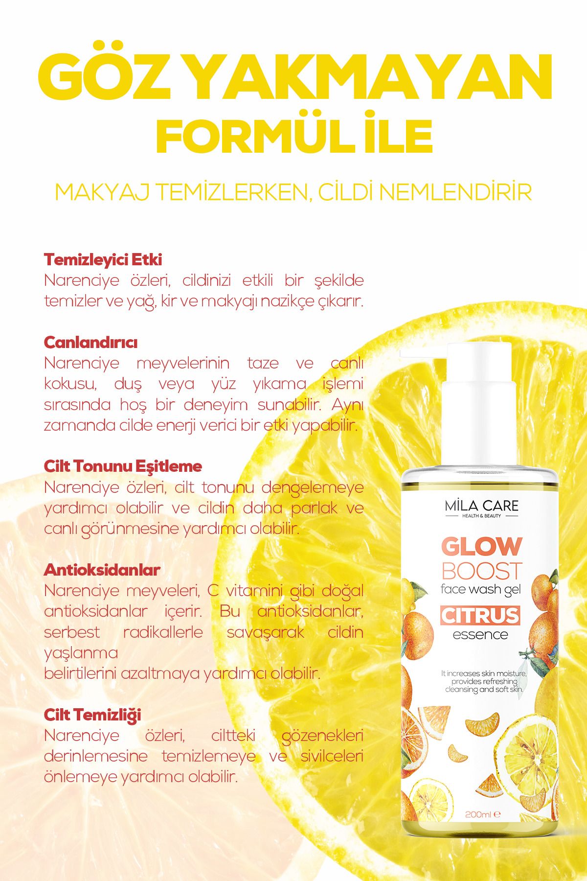 Glow Boost Citrus Makyaj ve Yüz Yıkama Jeli 200 ml x 3 Adet