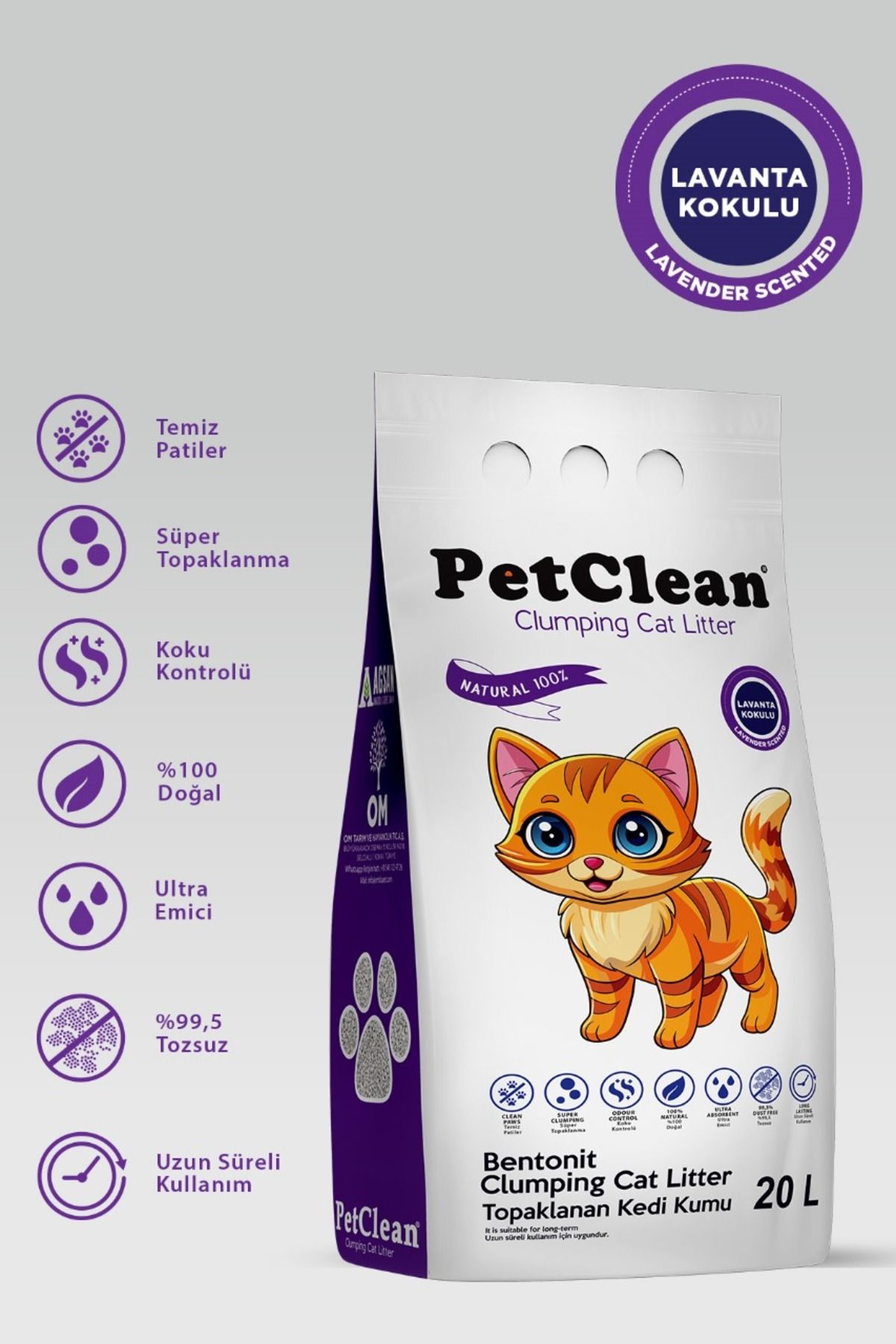 Pet Clean 20 Litre LavantaKokulu İnce Taneli...