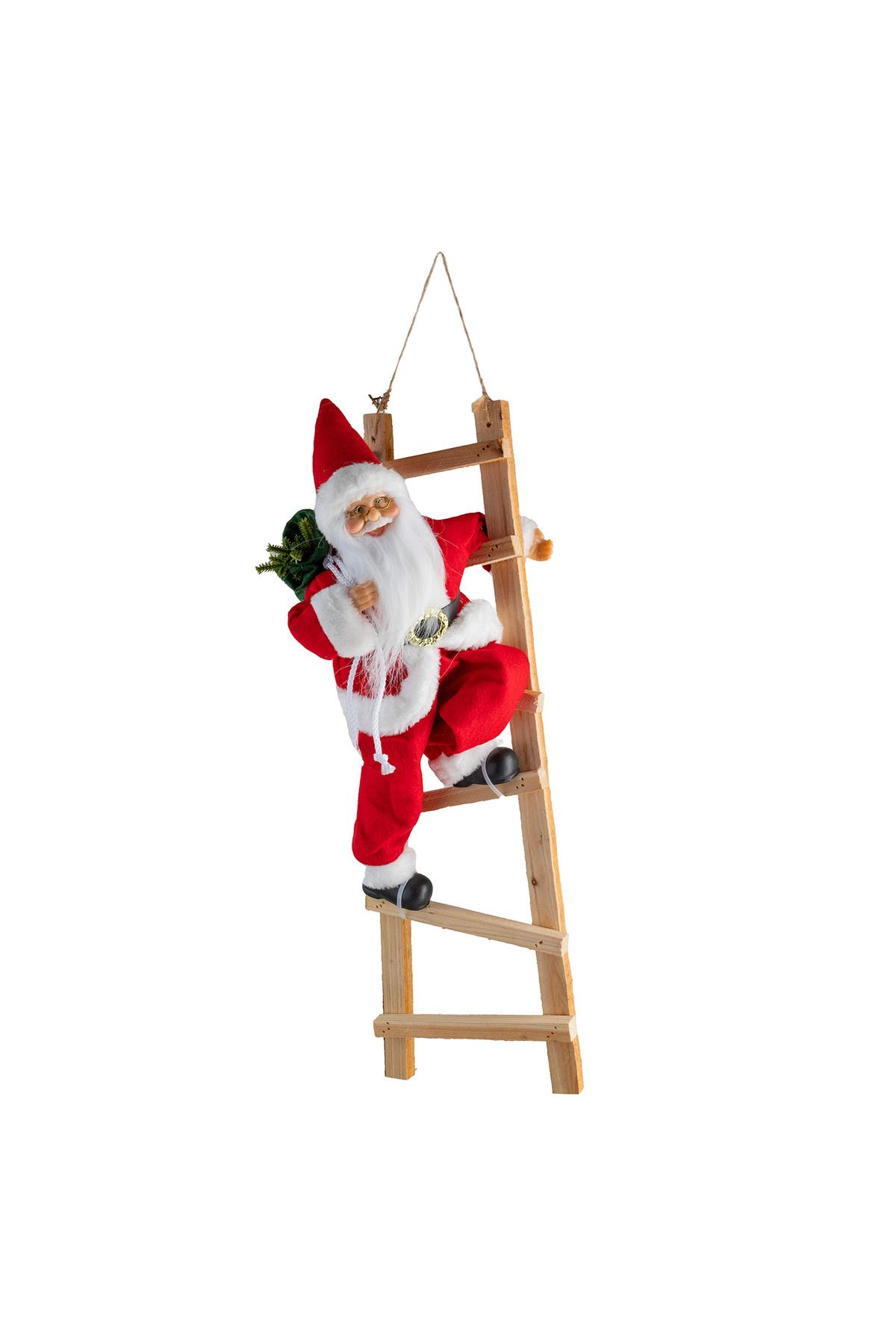 Merdivene Tırmanan Noel Baba Kırmızı-Beyaz 50 cm