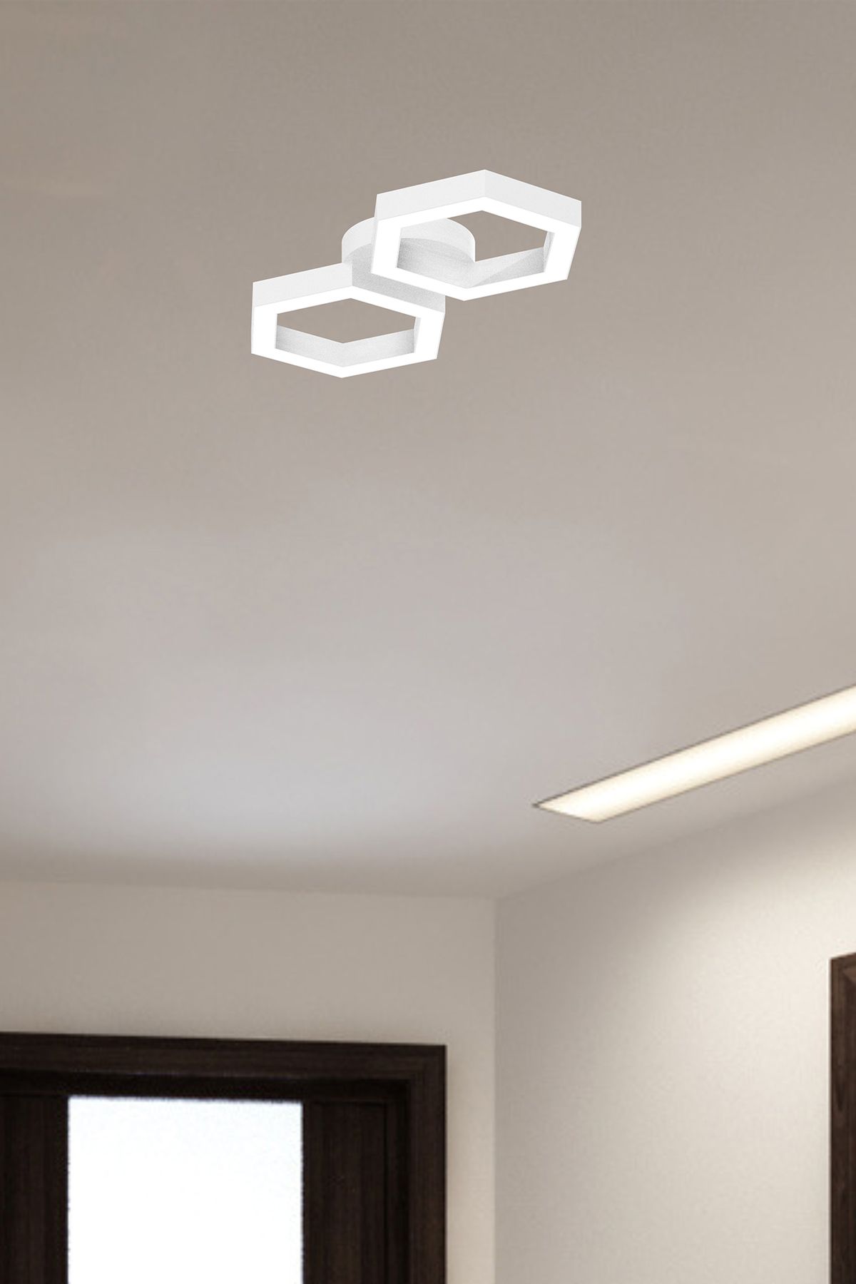 FARFALLA ( Beyaz Kasa, Sarı Işık ) Ledli Modern Plafonyer Led Avize, Salon, Mutfak, Oturma Odası