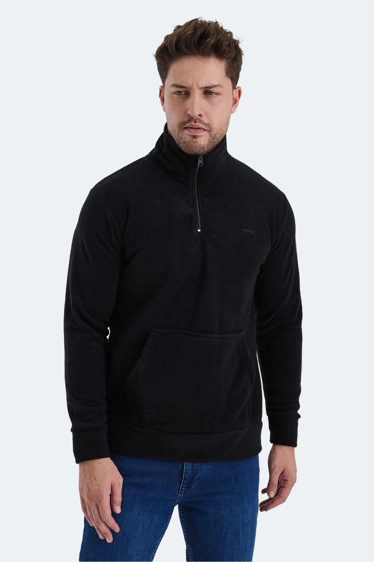 Solid Erkek Sweatshirt Siyah