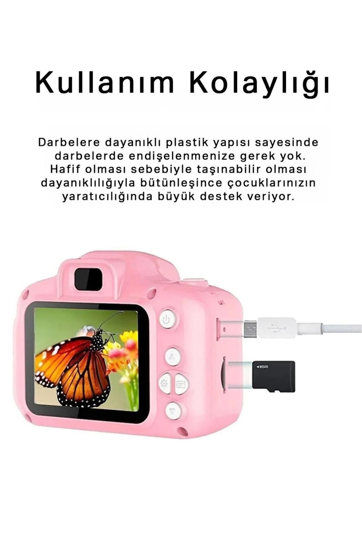 Dijital Fotoğraf Makinesi Çocuk Mini 1080p Hd Kamera Selfiee Pembe