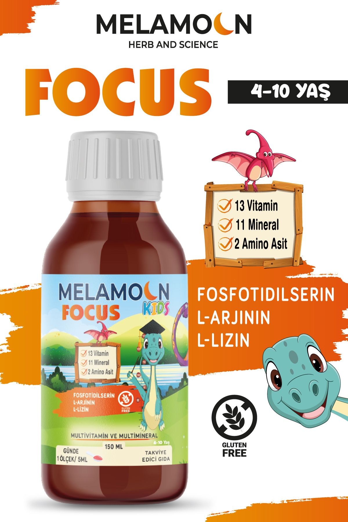 Fosfotidilserin, L-Arjinin, L-lizin, Multivitamin ve Multimineral İçeren Takviye Edici Gıda 150 ml