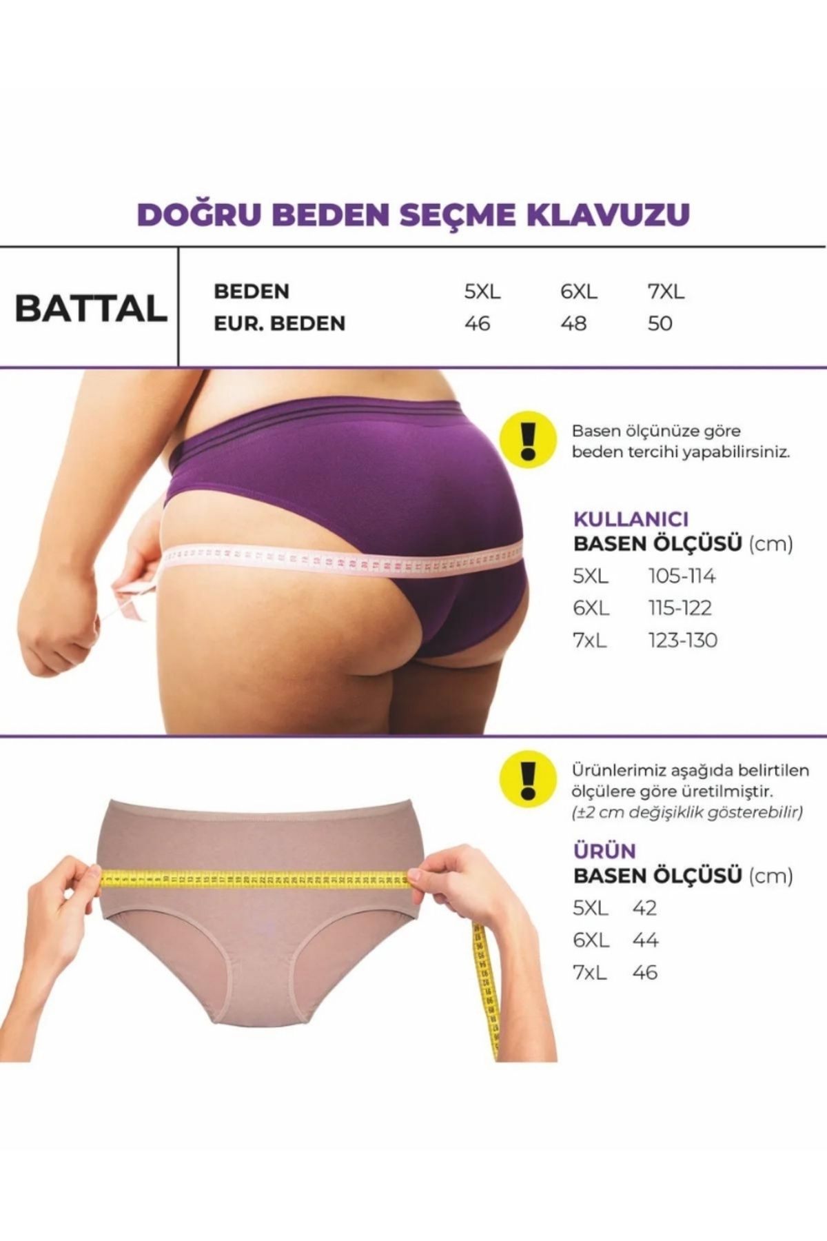 Kadın Büyük Beden Külot Battal Full Brief, Yüksek Bel Iç Çamaşırı (5XL, 6XL, 7XL) 5'li Paket