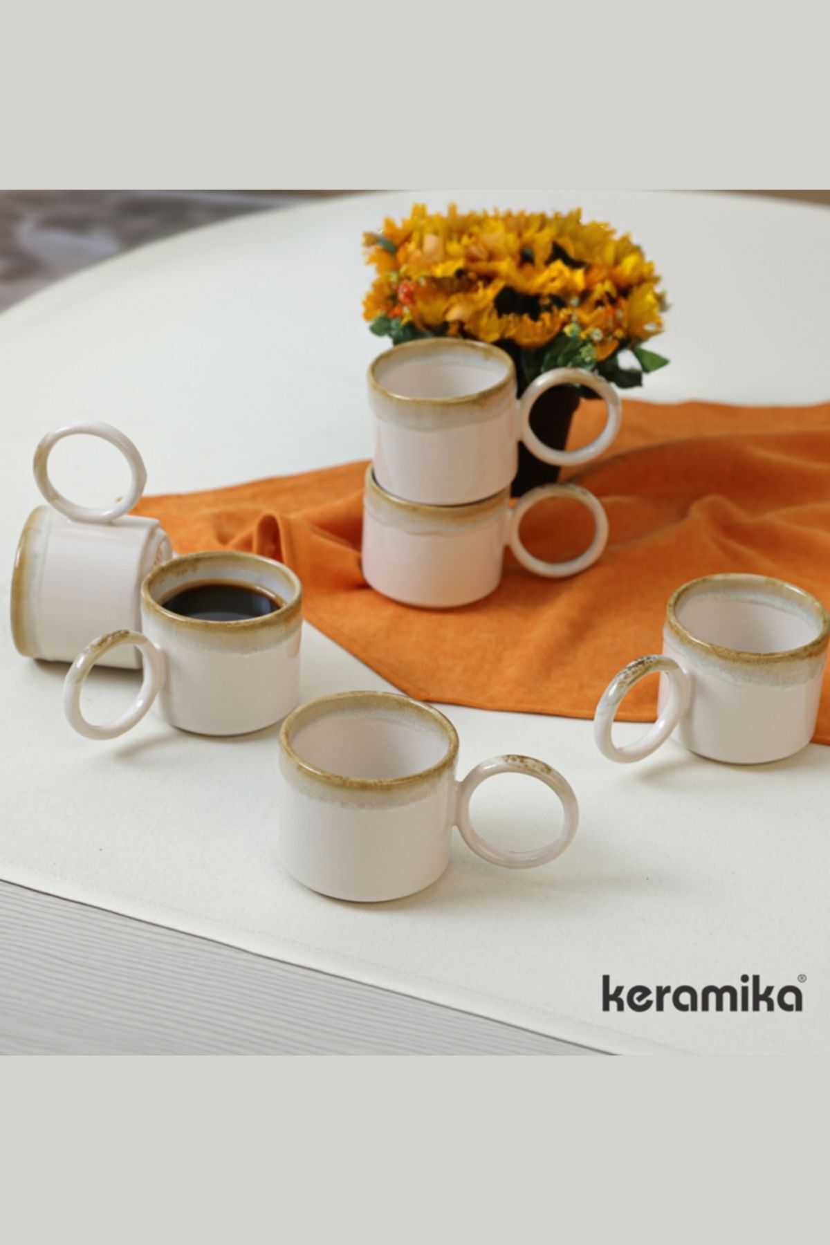 Keramika STACKABLE HALKAKULPLU 6 LI FİNCAN 08...