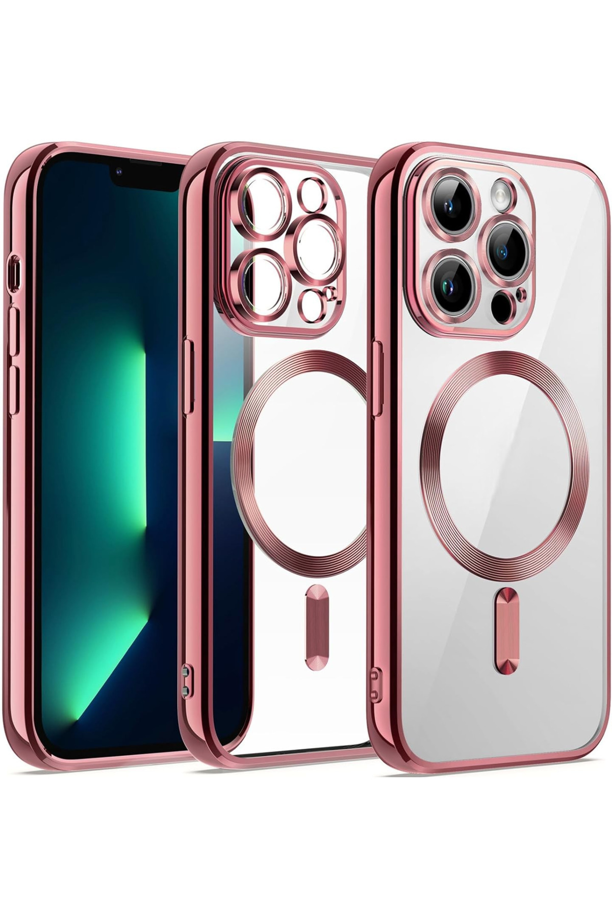 محافظ لنز دوربین Apple iPhone 13 - 14 Case Magsafe کاور شارژ شفاف رنگی کاور نرم