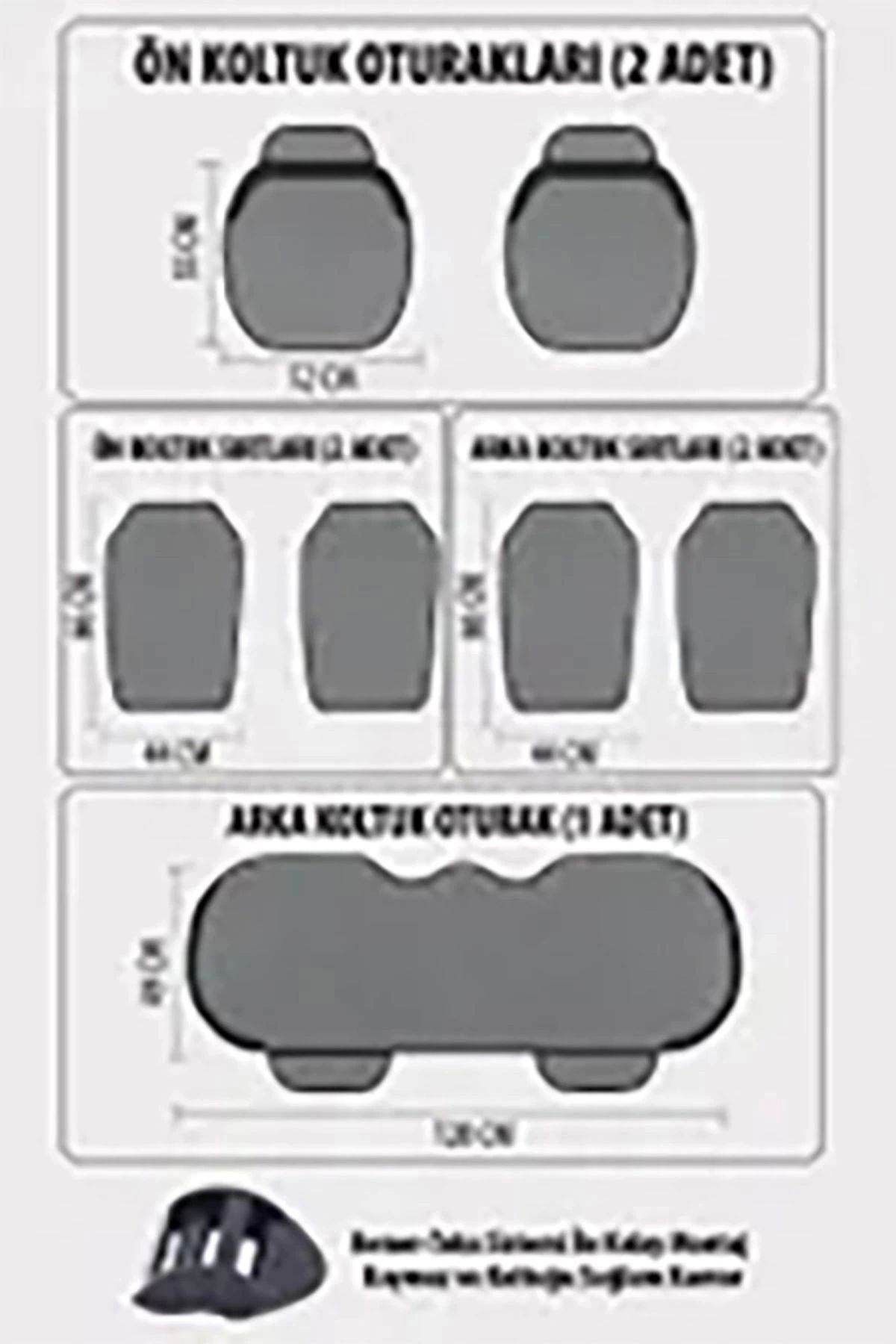 Araba Terletmez Ergonomik Koltuk Minderi (7 PARÇA) - 5 Koltuk Tam Set Siyah Mavi