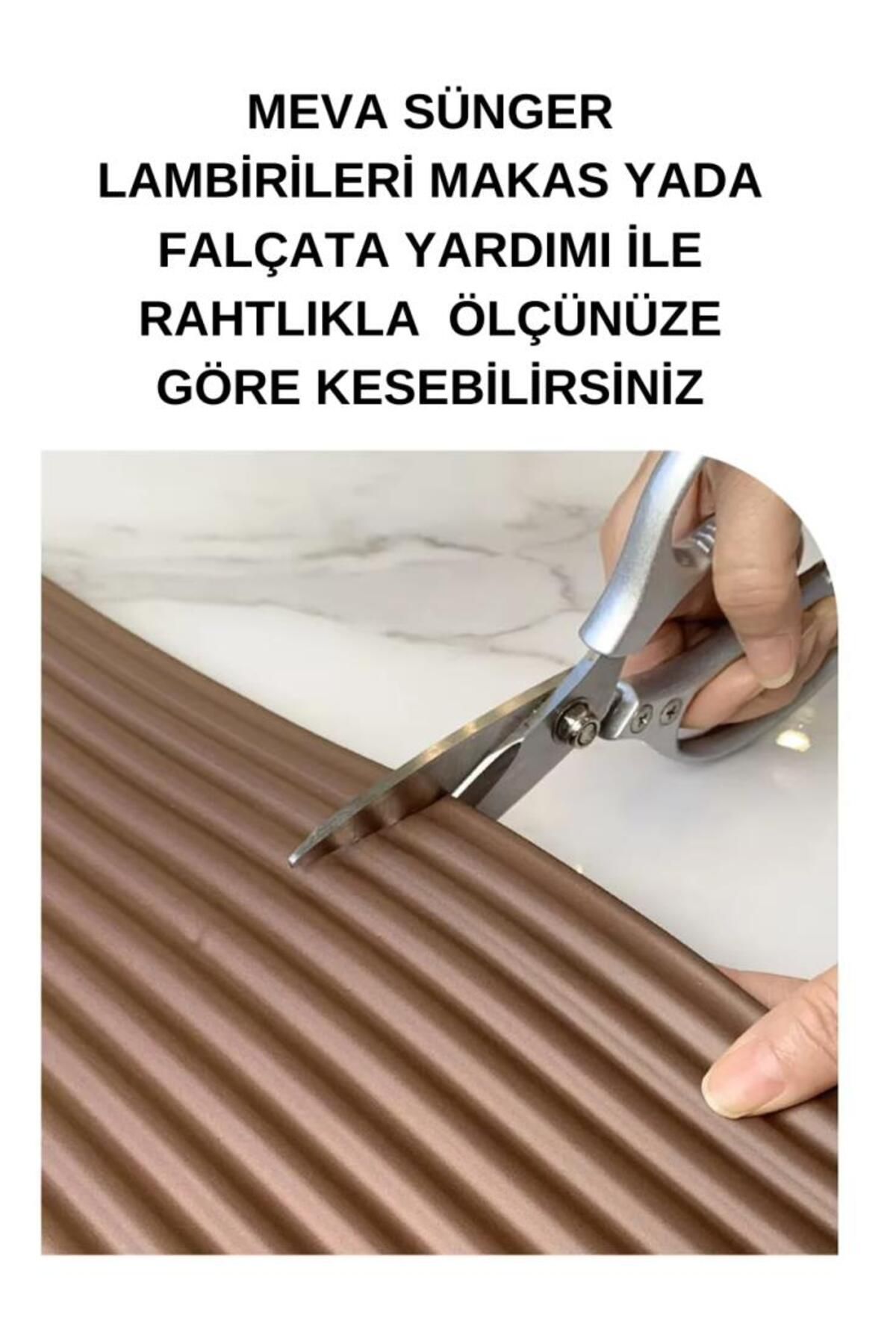 20cm x 206cm Kendinden Yapışkanlı Sünger MEVA Duvar Lambirisi Kahverengi Salon Ofis Kaplama Paneli