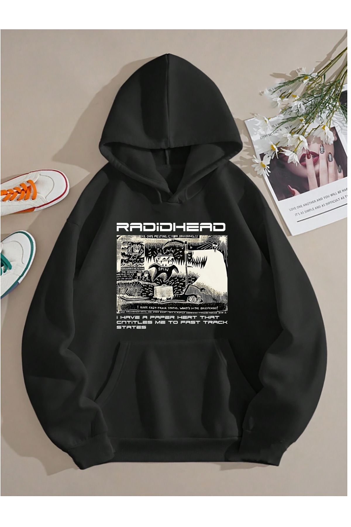 memowear Unisex RADİDHEADBaskılı Siyah Sweats...