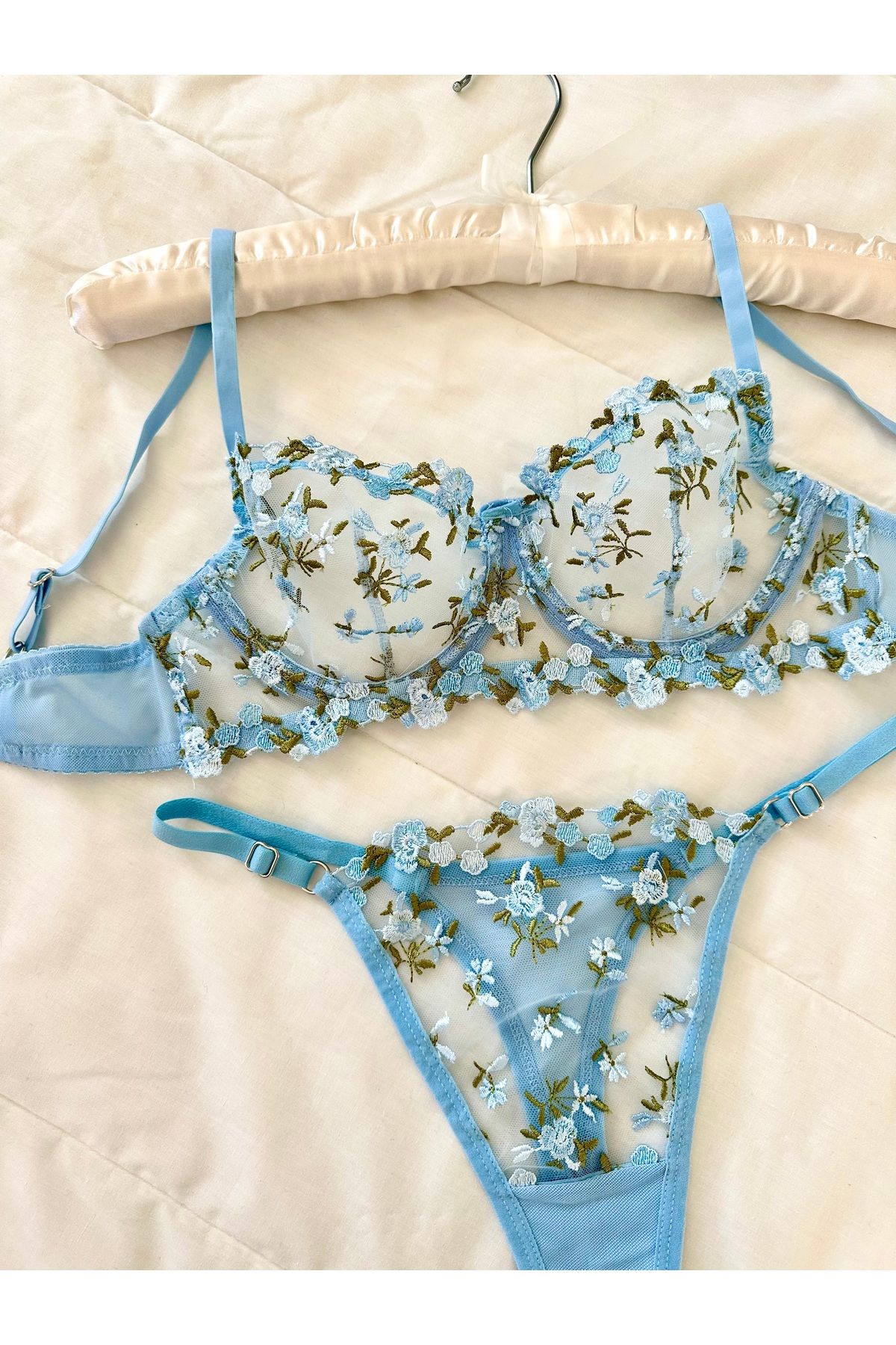 Feruzdesign Blue RobinBalenli Bralet Takım