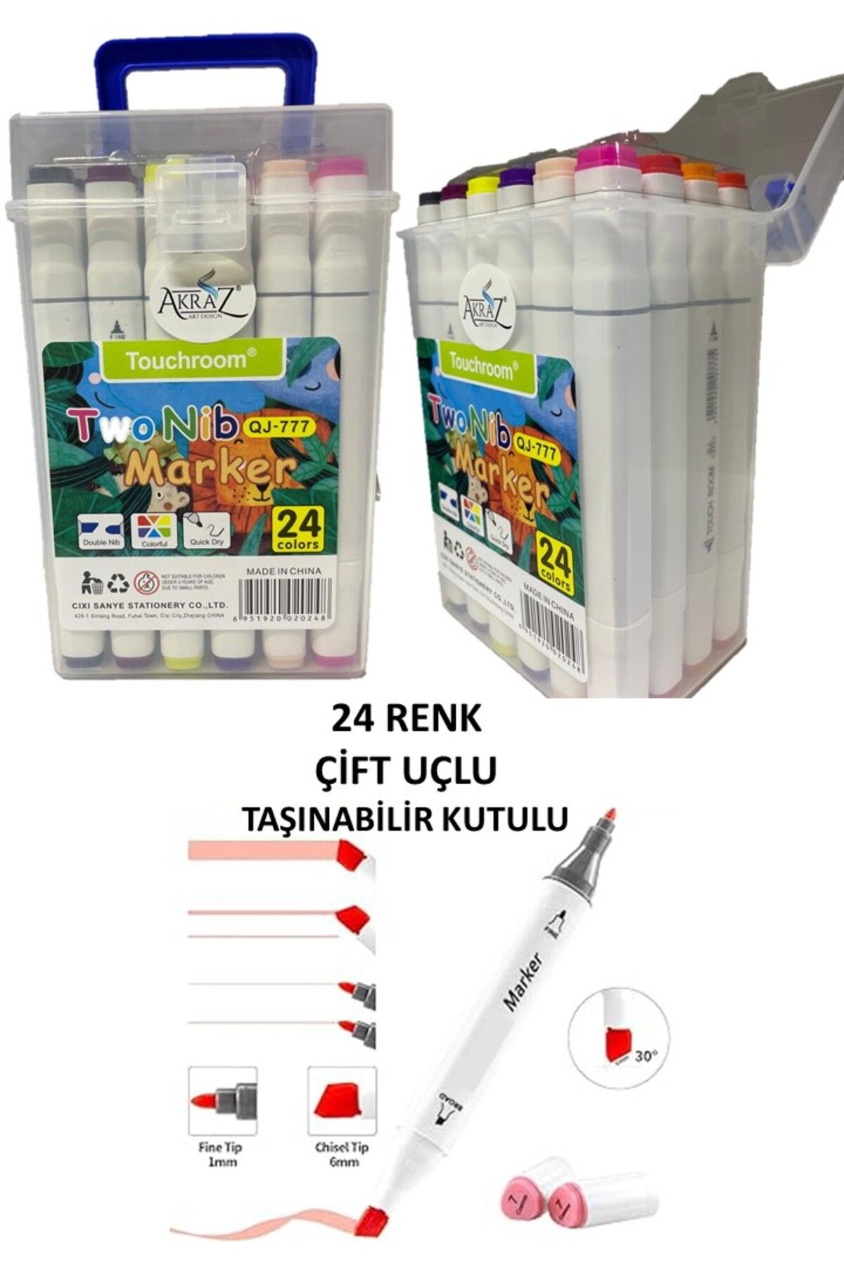 Akraz Art Design Twin 24 renkÇift Taraflı Pro...