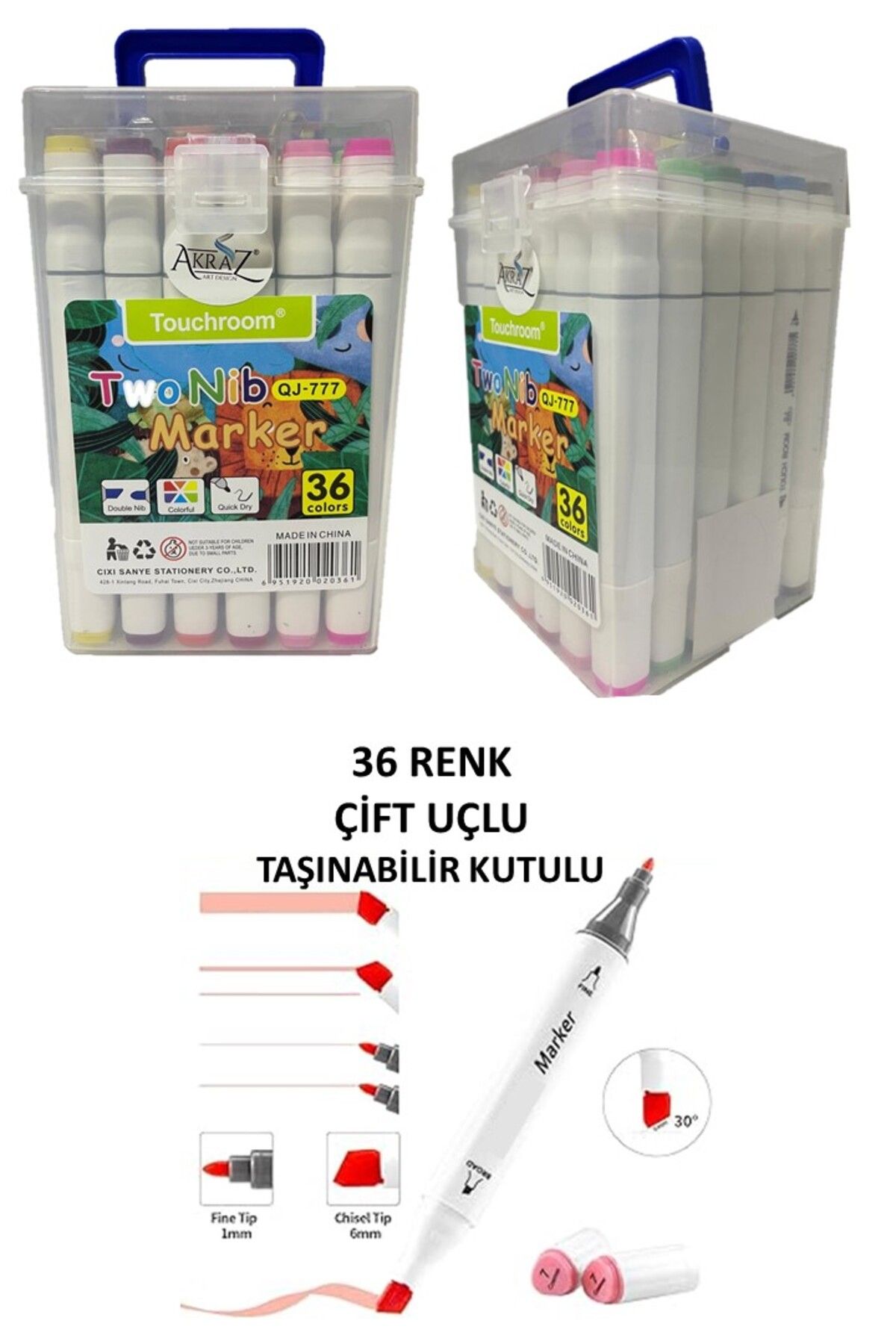 Akraz Art Design Twin 36 renkÇift Taraflı Pro...