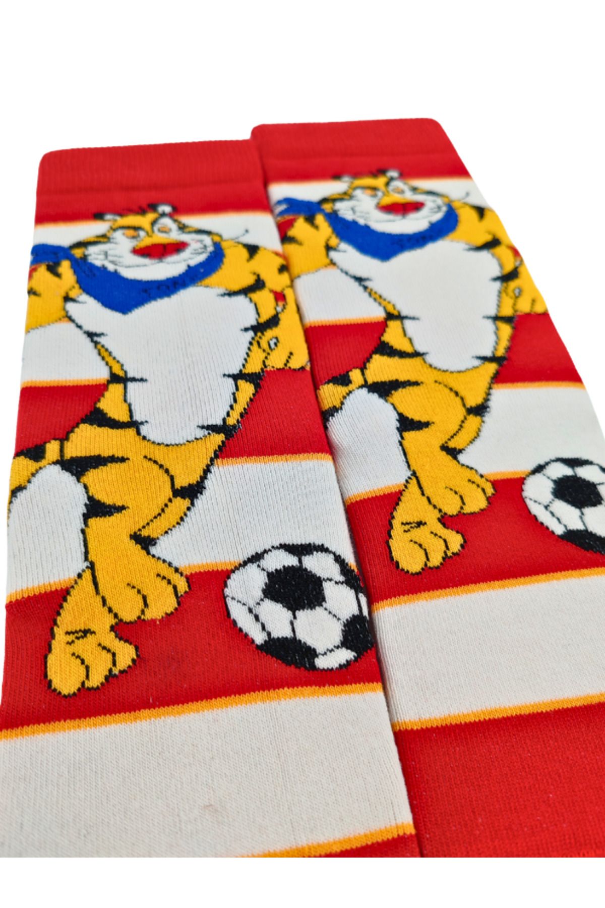 Unisex Özel Seri Football Tiger Colorful Renkli Desenli Soket Çorap