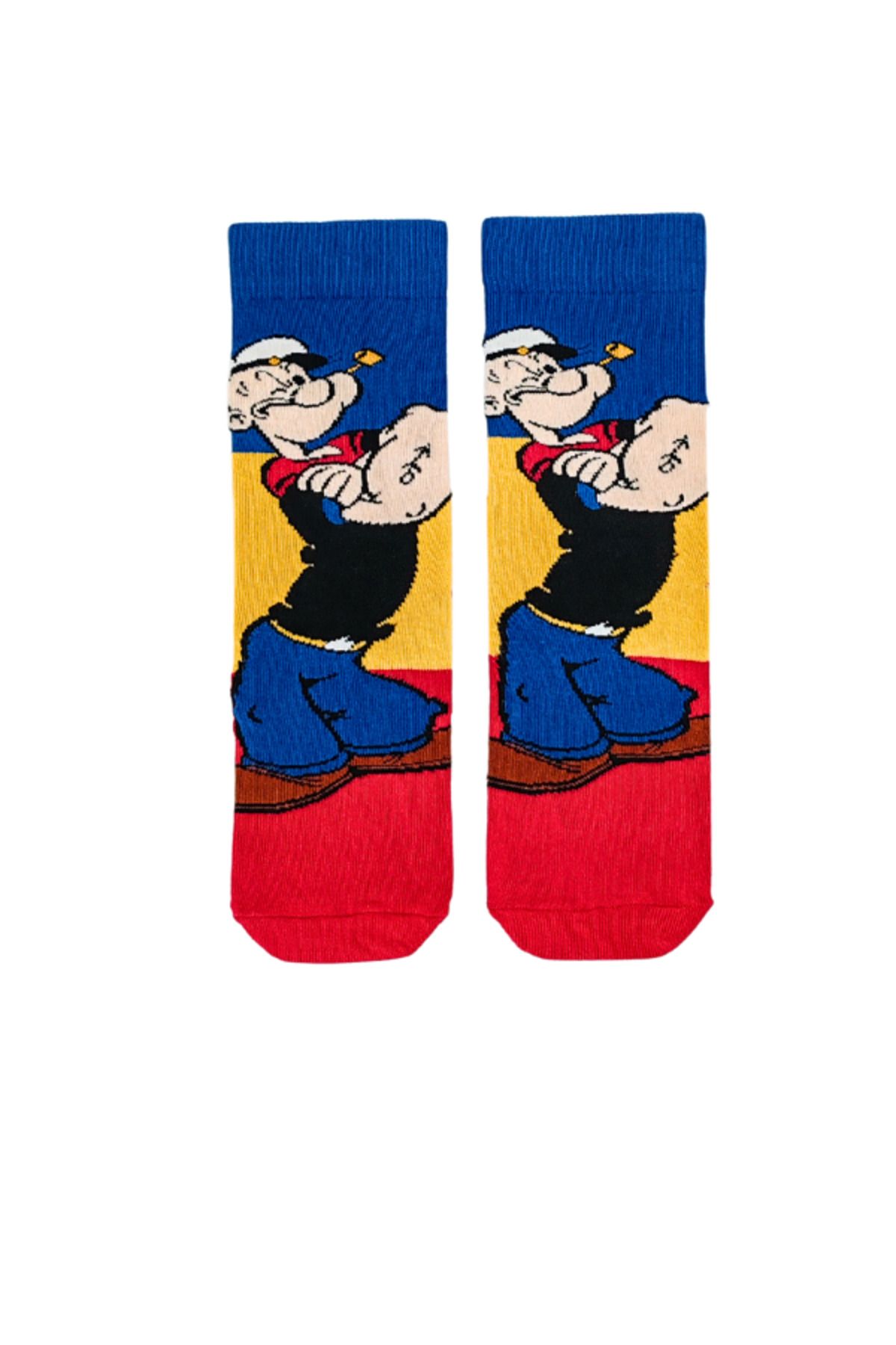 Unisex Özel Seri Popeye Colorful Renkli Desenli Soket Çorap