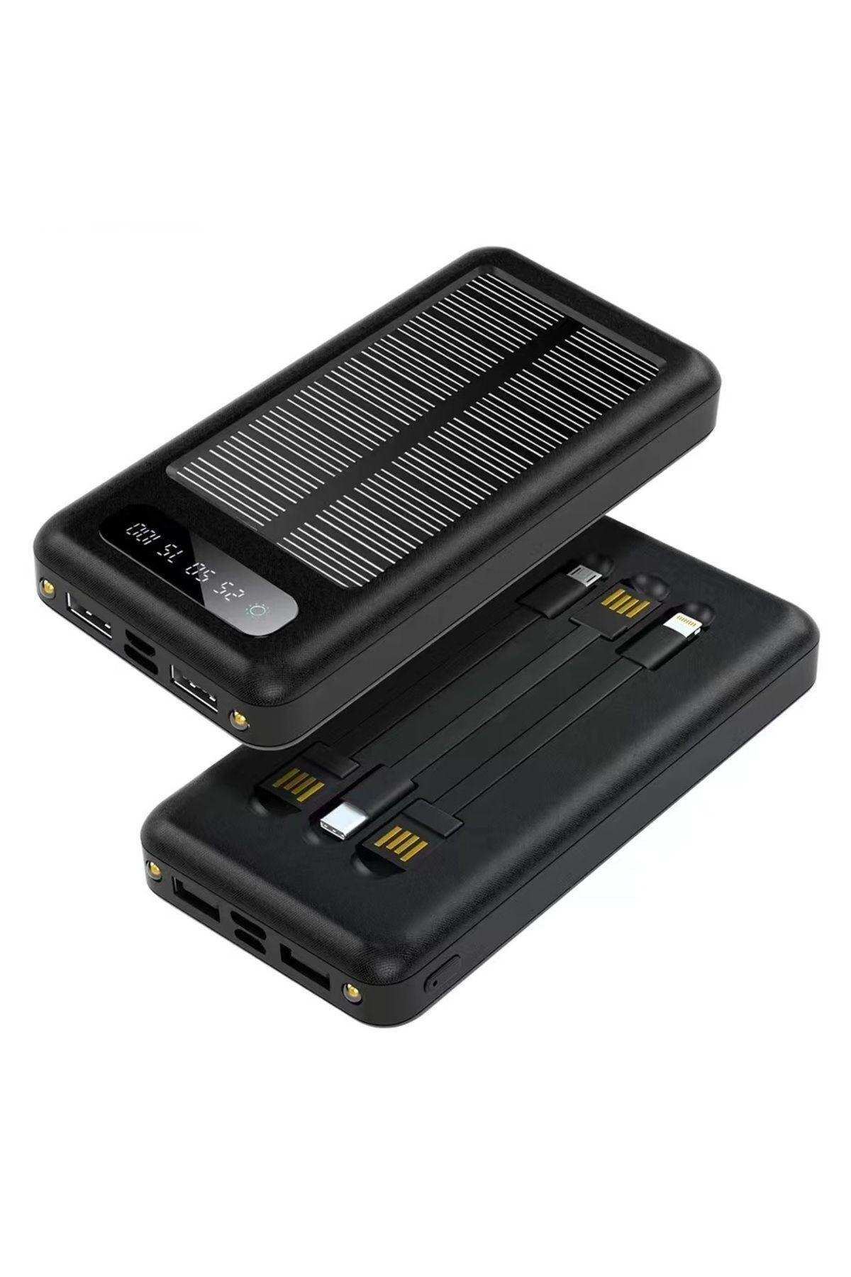 Solar Enerji Destekli 20000 Mah Powerbank Led El Fenerli Dijital Göstergeli