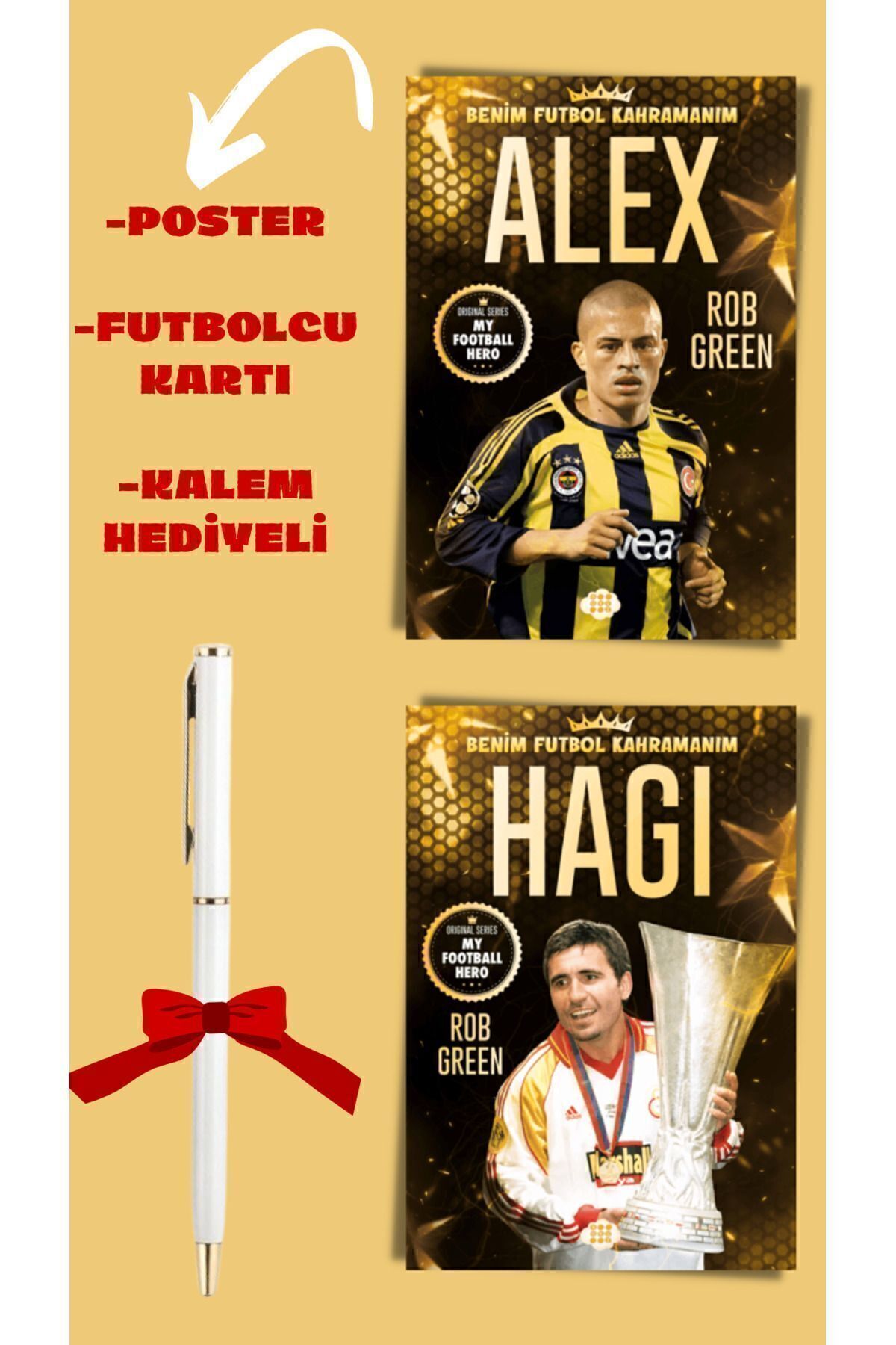 Efsane Futbolcular Seti (2 Kitap) Hagi, Alex, Galatasaray, Fenerbahçe, Dokuz Yayınları