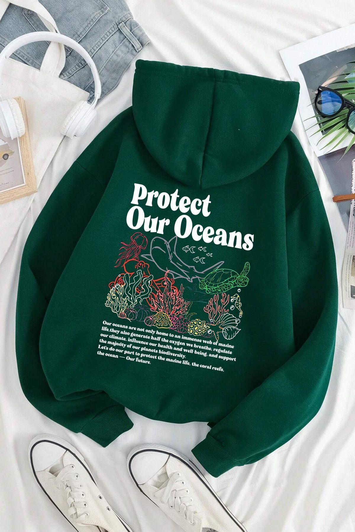 Vantage Oceans BaskılıOversize Sweatshirt