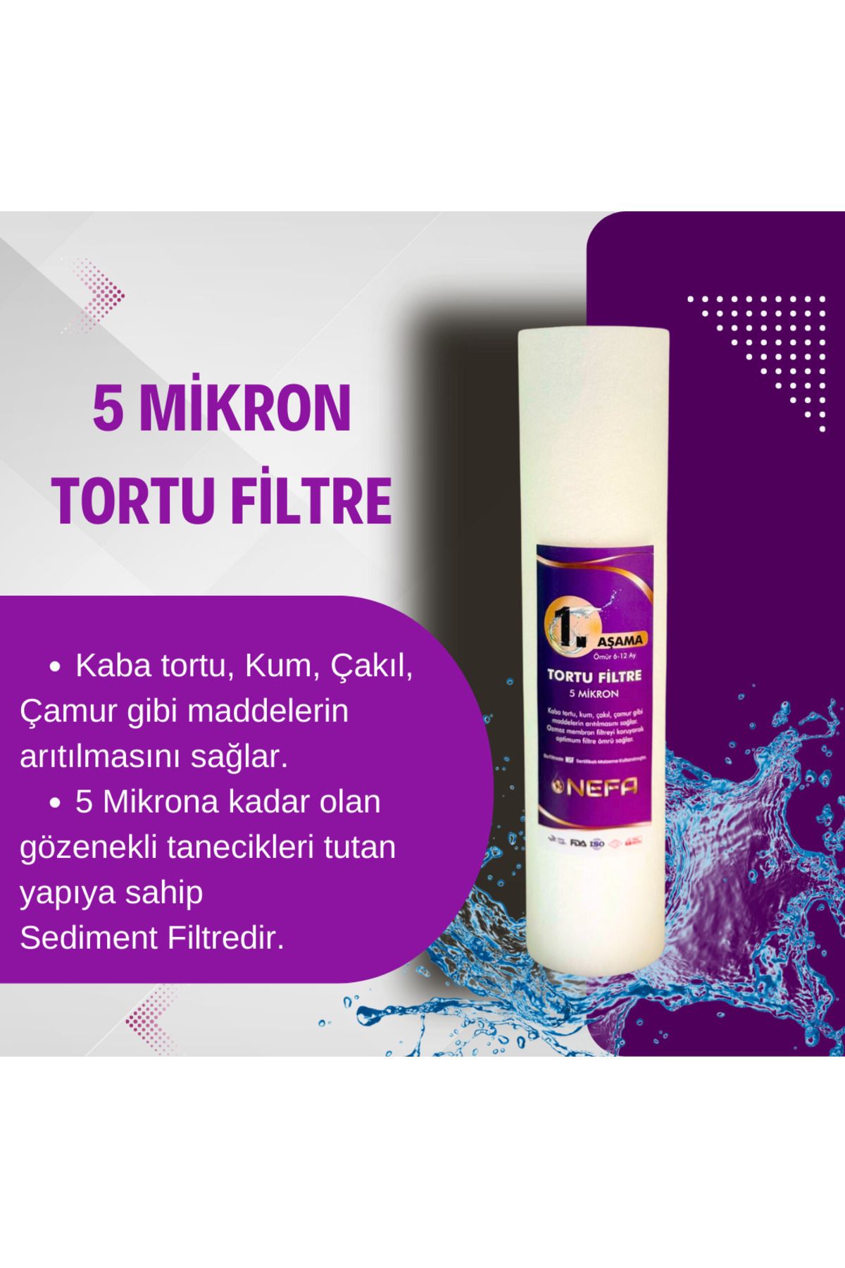 Açık Kasa Su Arıtma ve İhlas Aura Cebilion -Compact Model- Uyumlu Extra Mineral 6'Lı Filtre Seti