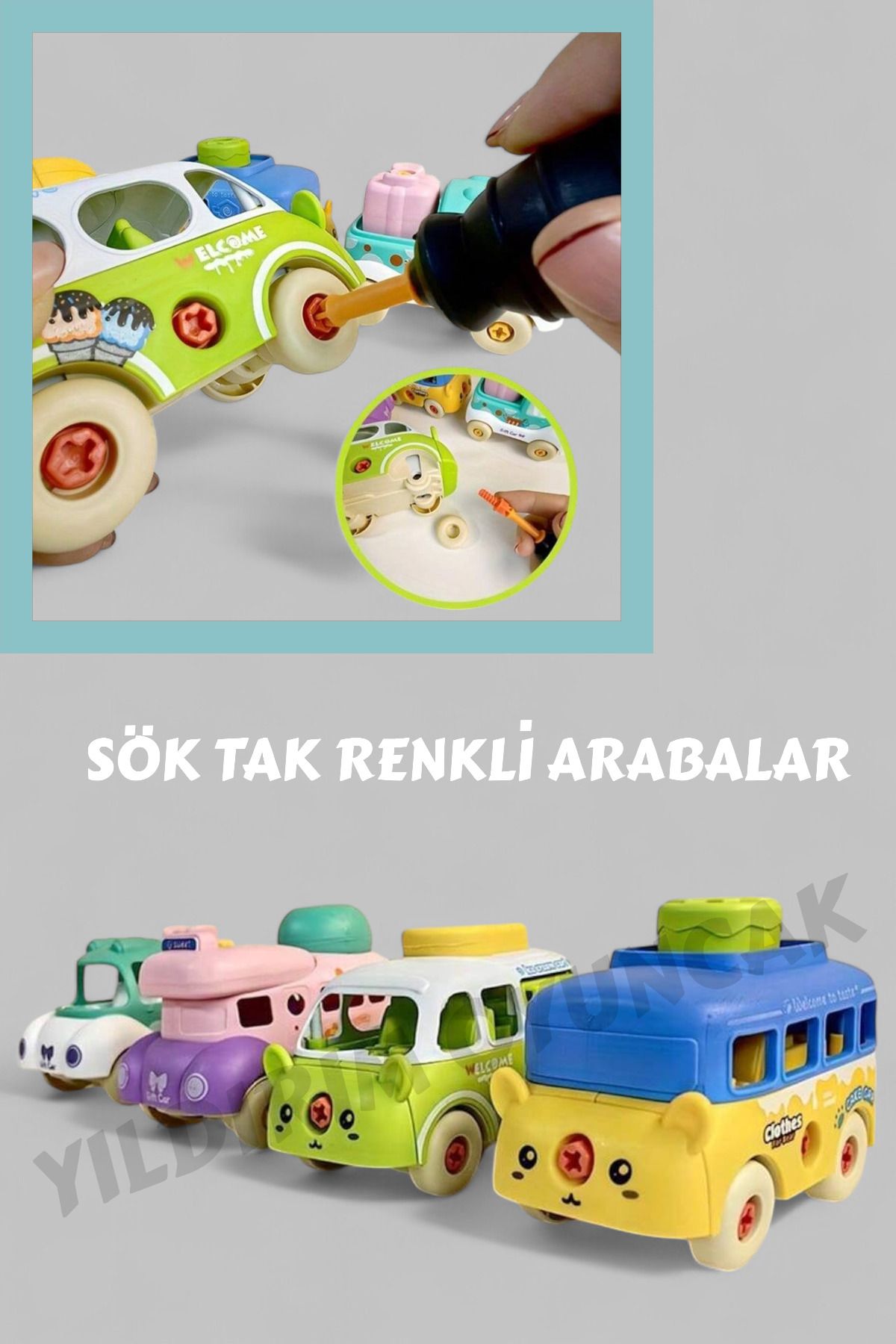 YILDIRIM OYUNCAK Eğitici SökTak Araba Seti 4l...