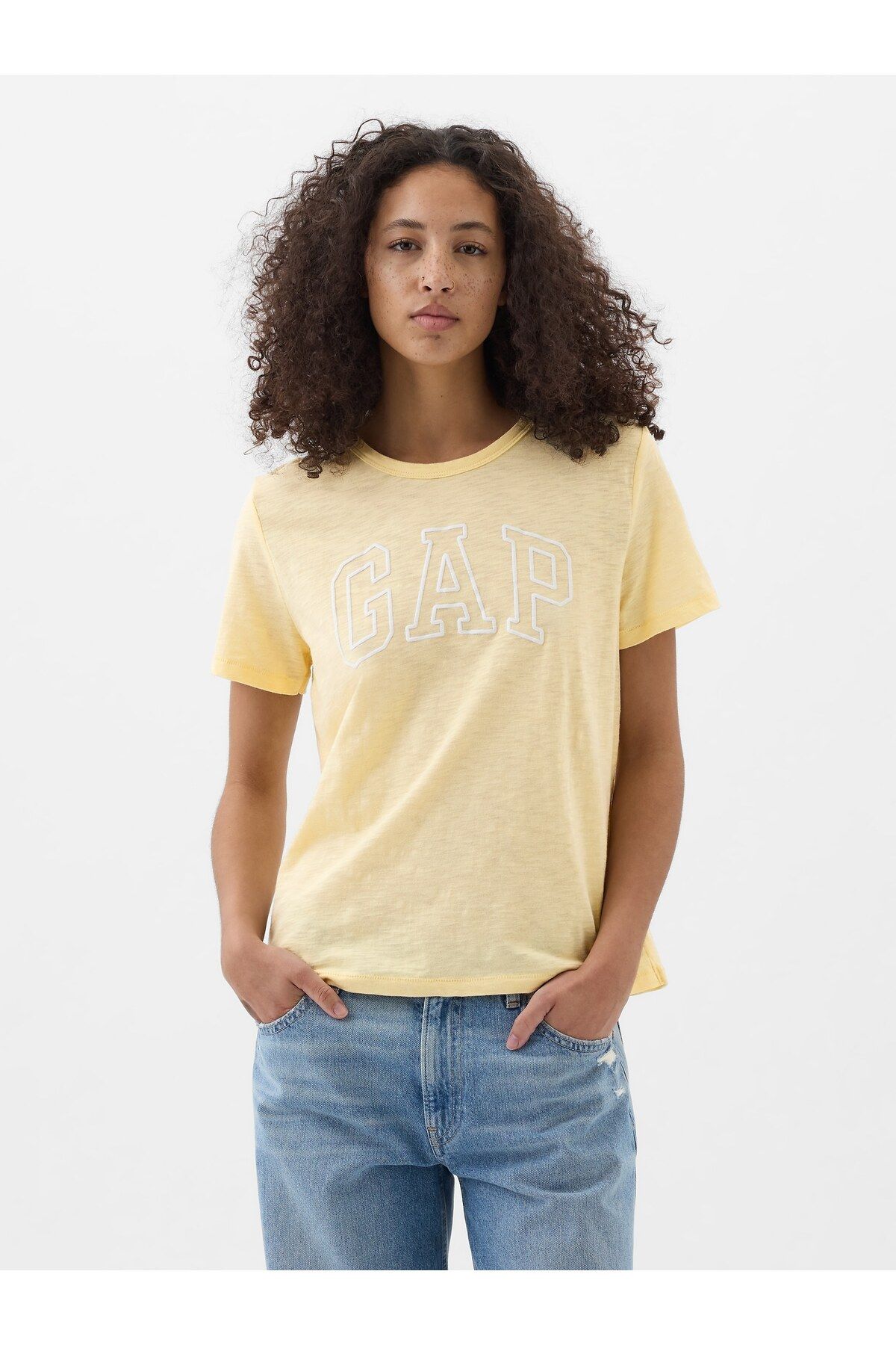 GAP Kadın Sarı Logo T-shirt