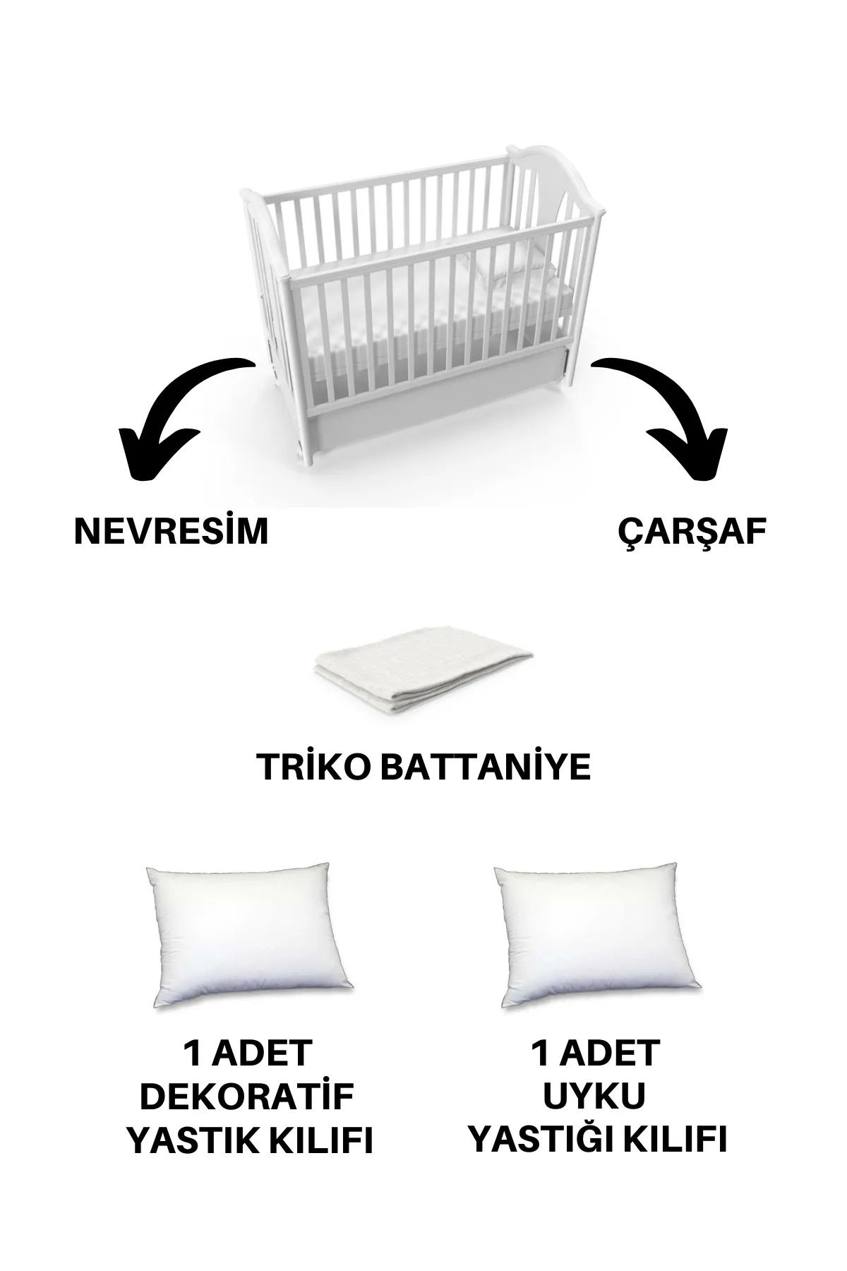 5 Parça Triko Battaniyeli %100 Pamuk Meva Bebek Nevresim Takımı Bej