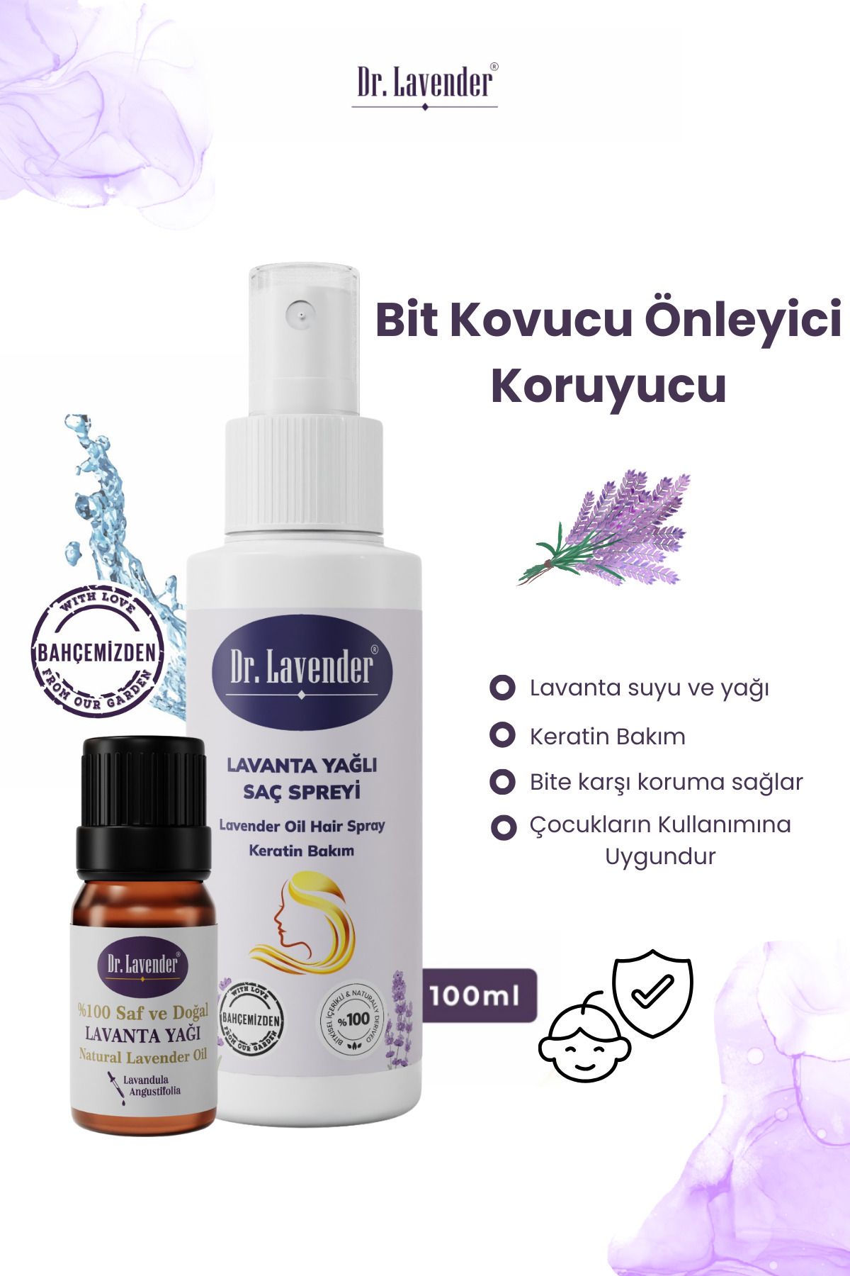 Lavanta Bit Önleyici & Koruyucu & Kovucu Saç Spreyi & Lavanta Yağı Çocuklar Için Uygun Kullanım