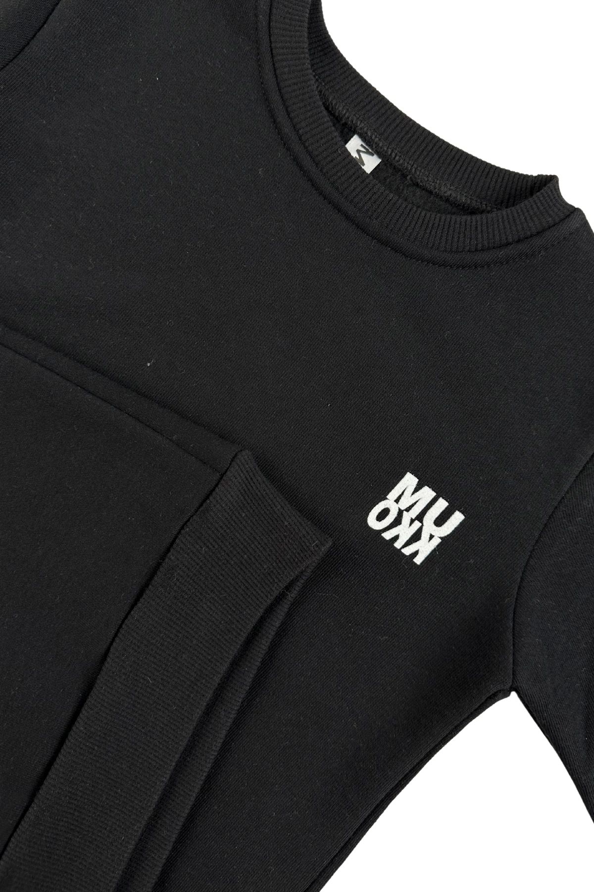 Kız Erkek Unisex Çocuk Siyah Renk Basic Kışlık Uzun Kollu Sweatshirt