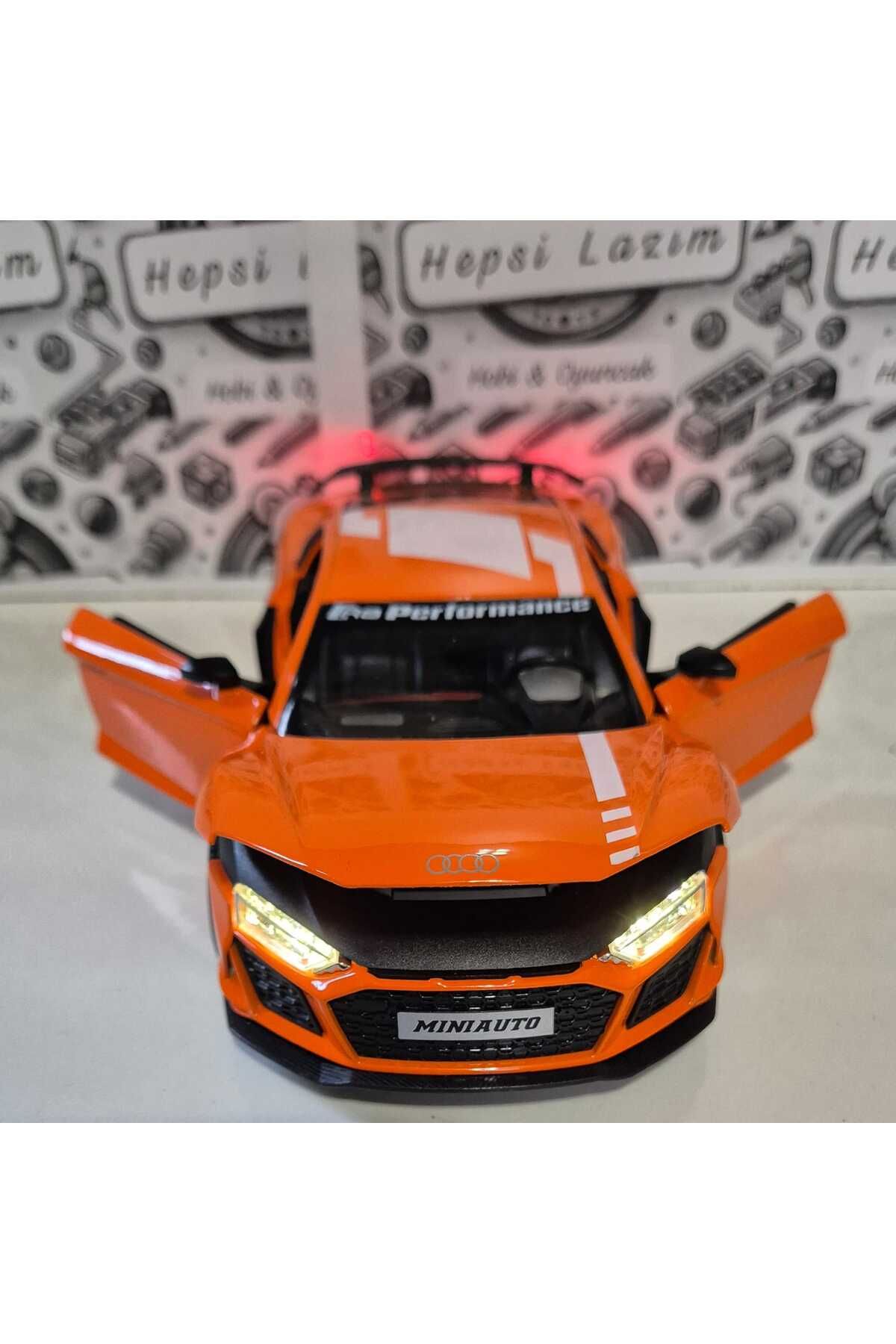 1:24 Ölçek Model Diecast Araç Audi R8 Performance Modifiyeli Metal Oyuncak Spor Araba 20 Cm