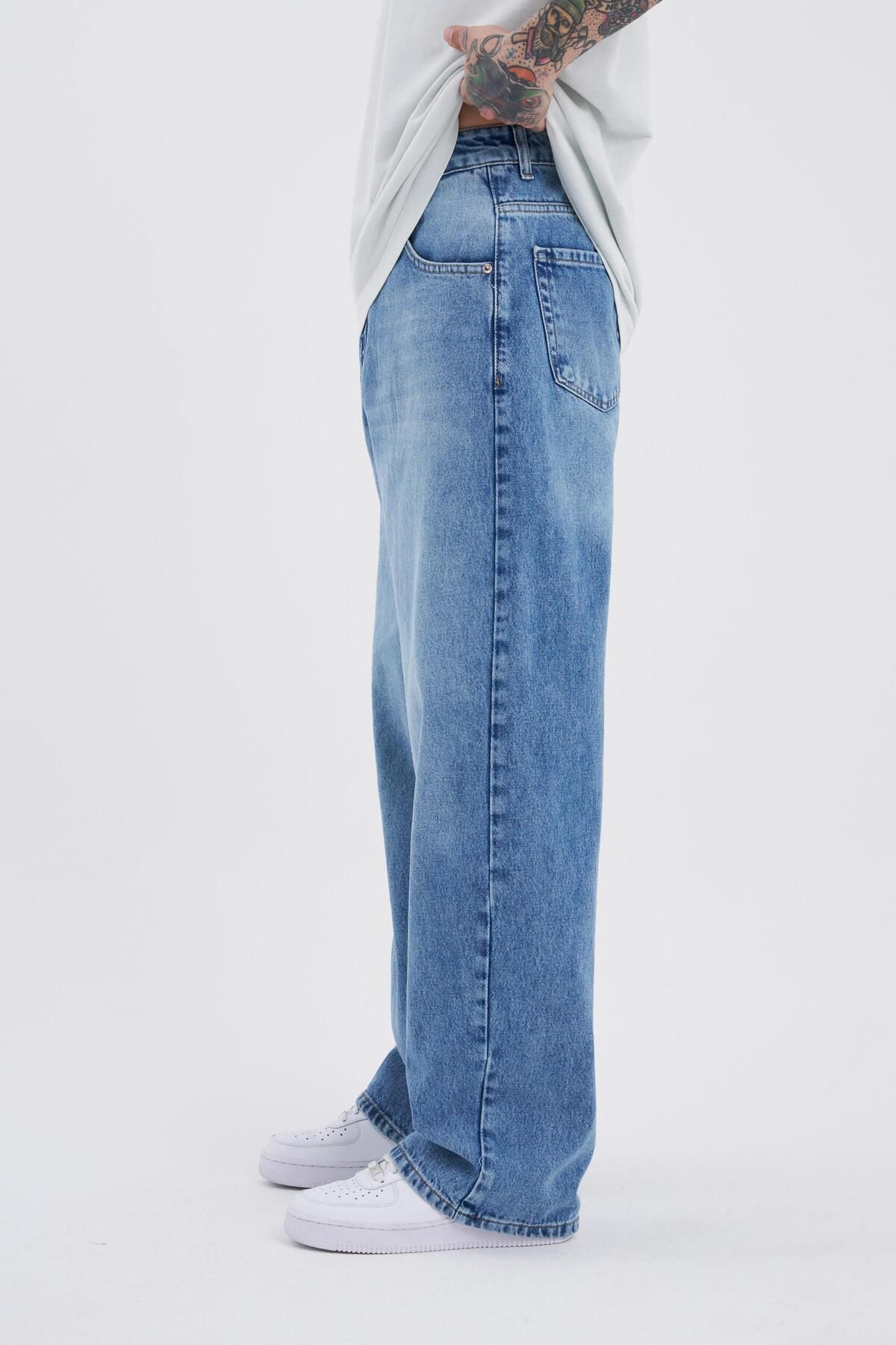 Erkek Oversize Baggy Jean AQUA