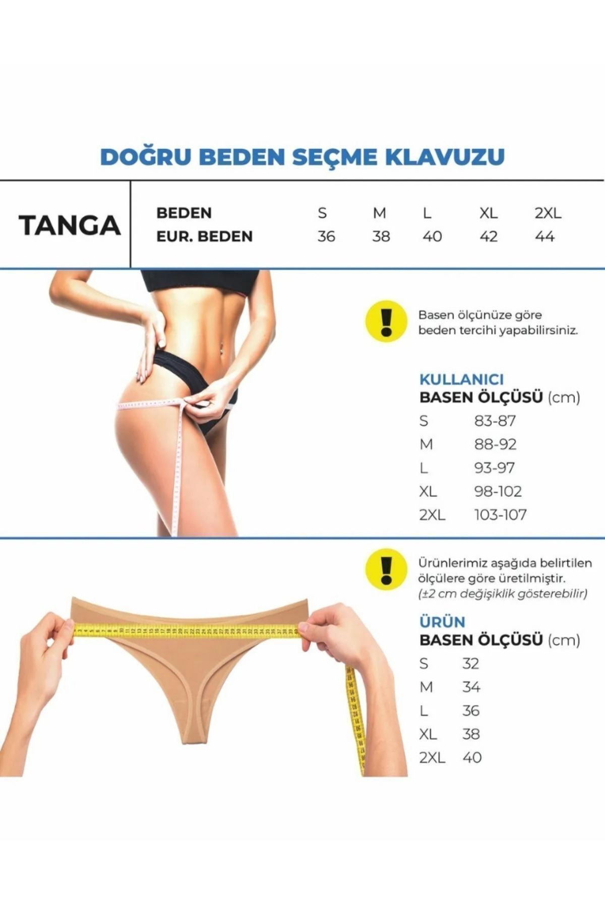 Kadın Pamuklu Tanga Külot - 2 Siyah, 1 Beyaz, 2 Ten (S, M, L, XL, 2XL) - 5 Adet