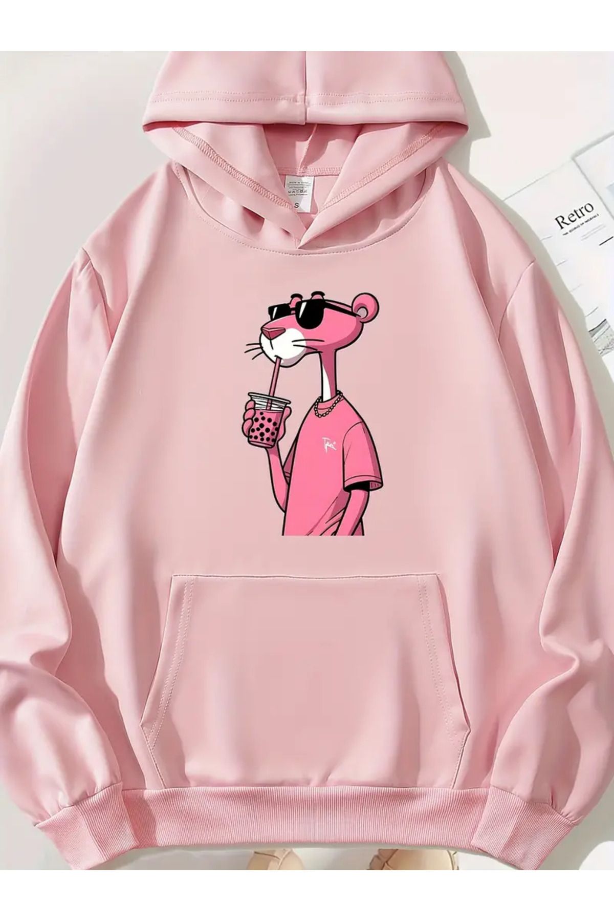 Karatopak Pembe PanterBaskılı Unisex Oversize...