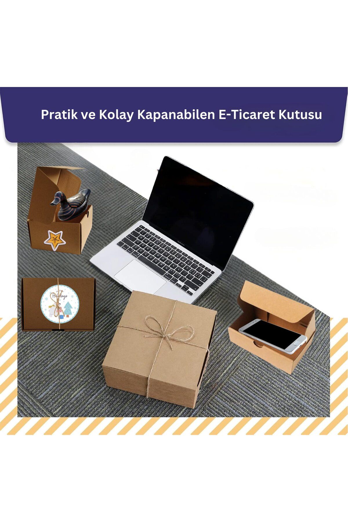 Kilitli E-Ticaret Hediye Kutusu, Kraft Karton Kargo Paketleme Kutusu, 25 Adet, 17x12x7.5 Cm