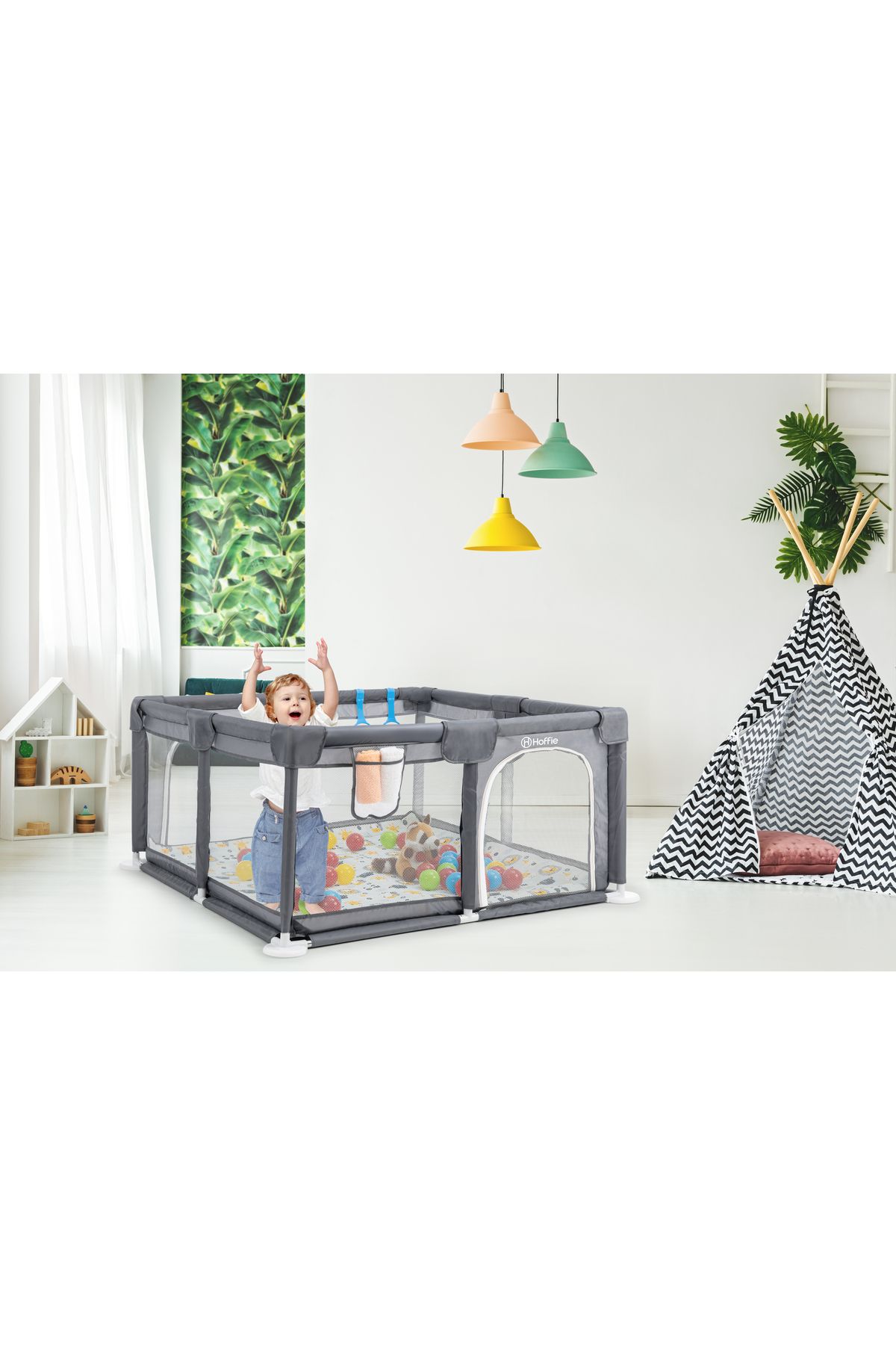 Playard Maxi Güvenli Bebek Ve Çocuk Oyun Alanı Oyun Parkı 150x150cm Oyun Matı Ve Topları