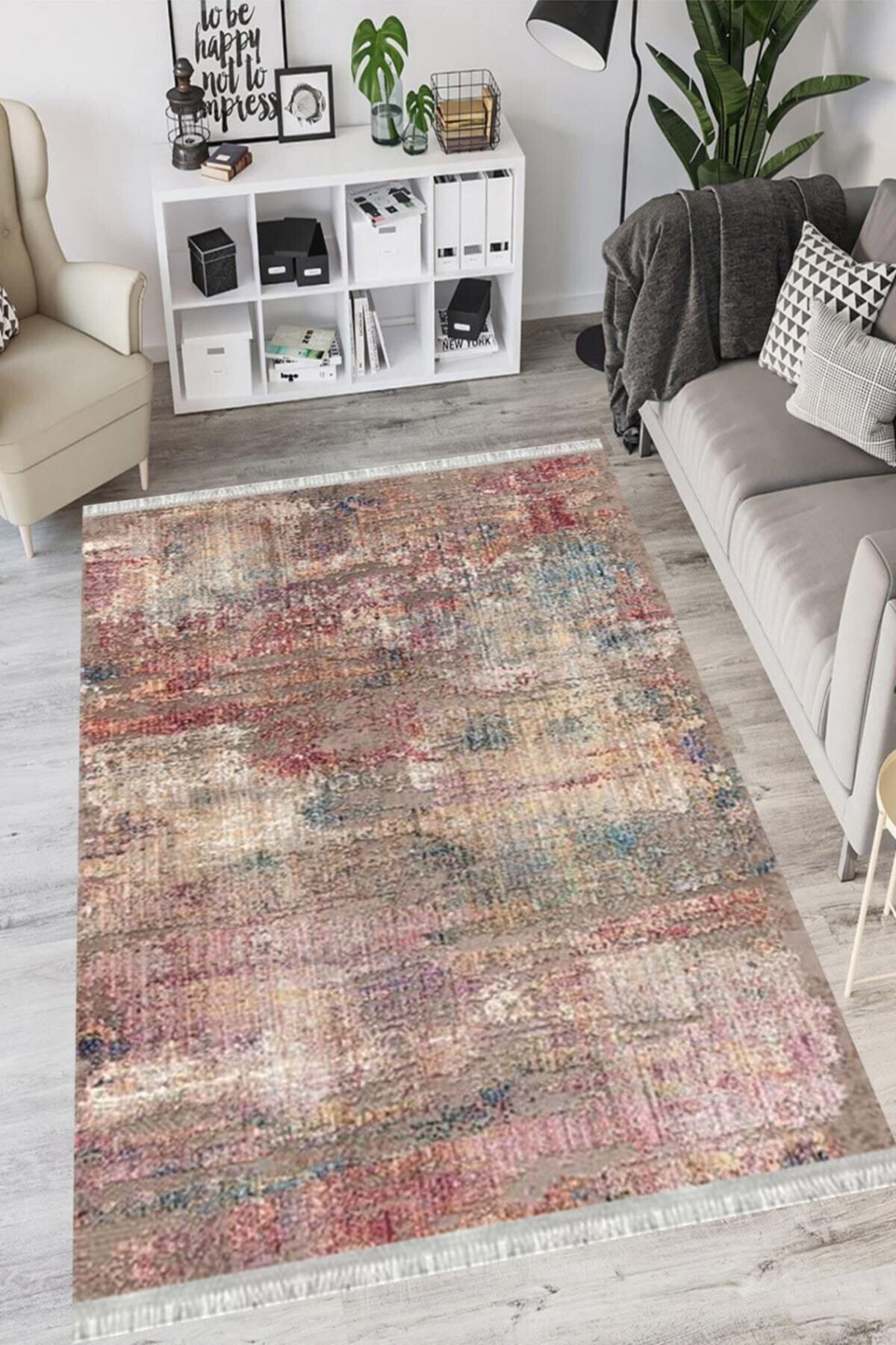 Pastel Westa Kaymaz Tabanlı Yıkanabilir Antibakteriyel Dijital Baskı Pastel Halı Kilim