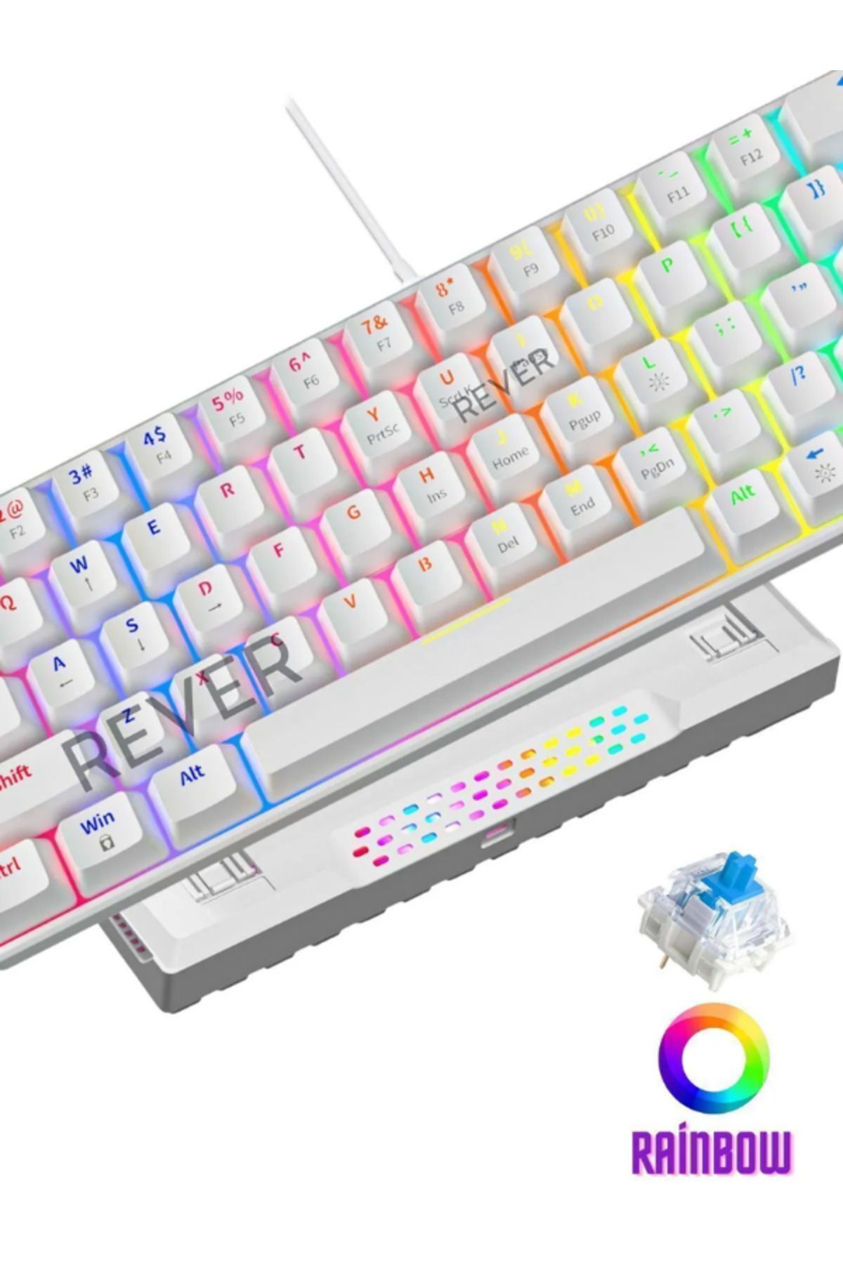 T60 Blue Switch Mekanik Rainbow 11 Mod Led Işıklı Mini 62 Tuşlu Gaming Oyuncu Klavyesi Kablolu