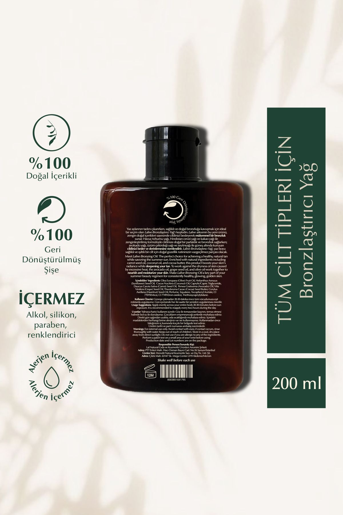 Işıltı Veren Yoğun Bronzlaştırıcı Yağ 200 ML