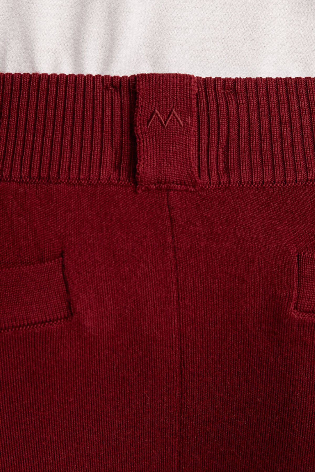 Bordo Merino Yün Activewear Triko Pantolon Beden: M