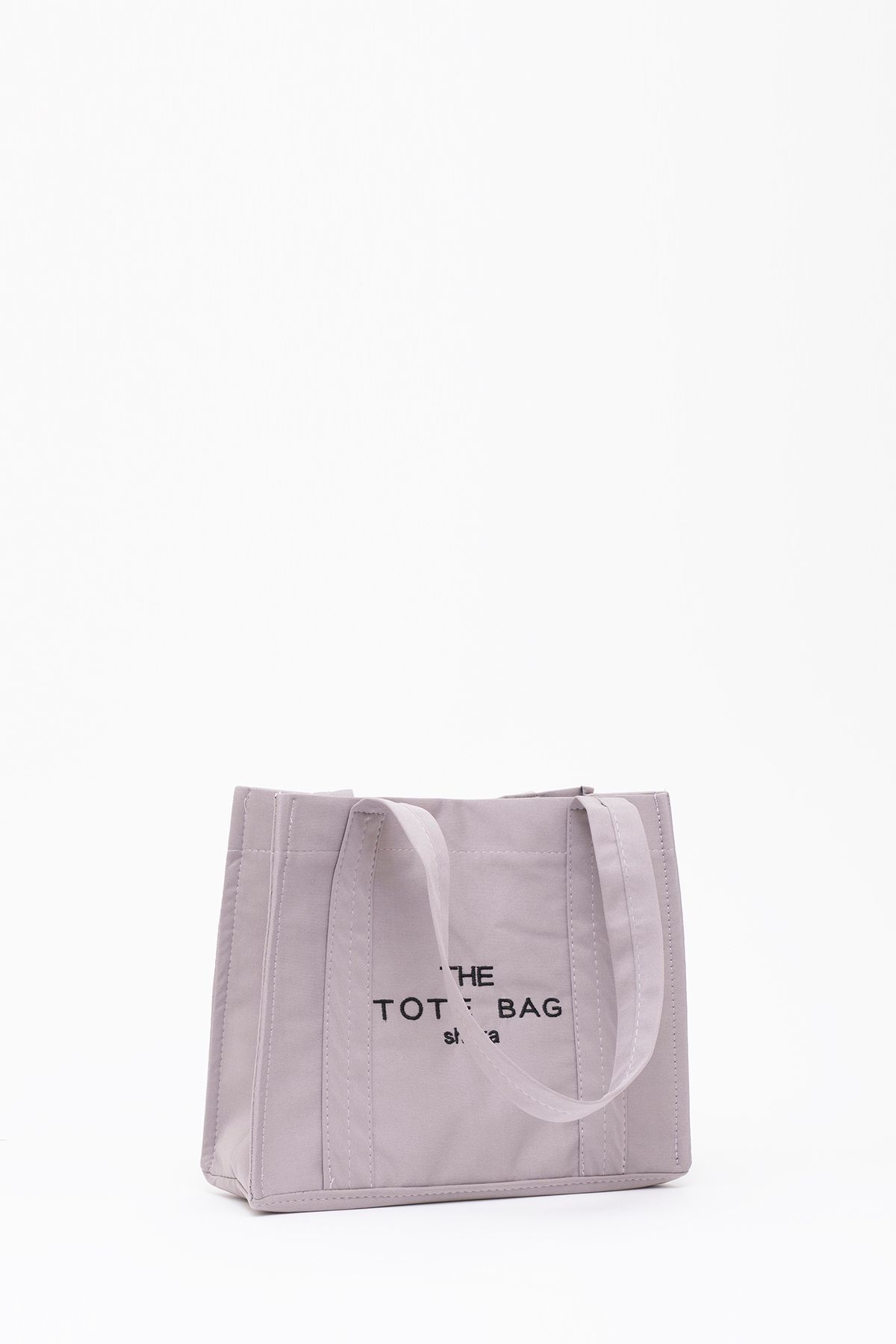 Gri U45 Çıt Çıt Kapatmalı The Tote Bag Işlemeli Kanvas Kumaş Günlük Kadın Kol Ve Omuz Çantası 25x30