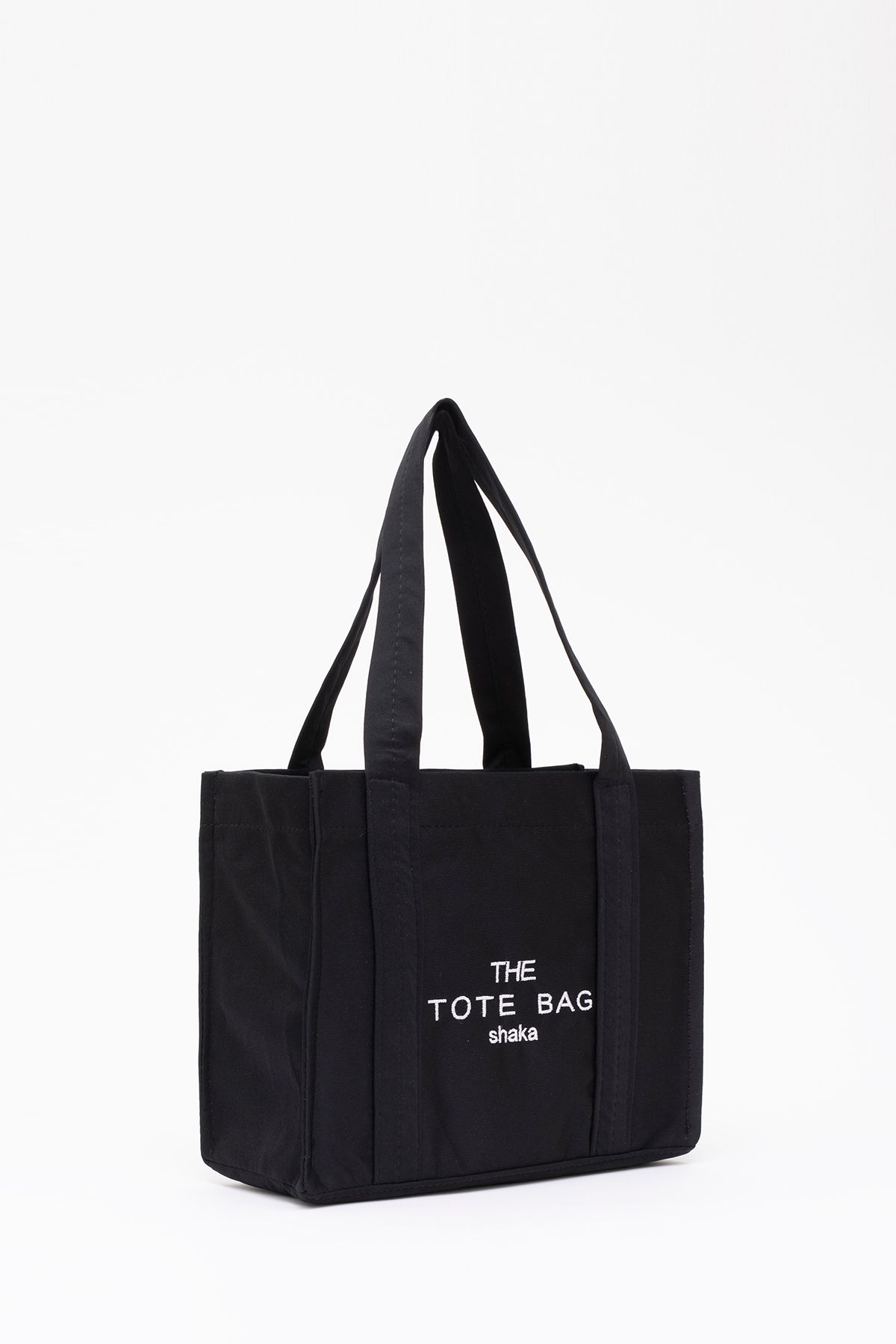 Siyah U45 Çıt Çıt Kapatmalı The Tote Bag Işlemeli Kanvas Kumaş Günlük Kadın Kol Ve Omuz Çantası 25x3