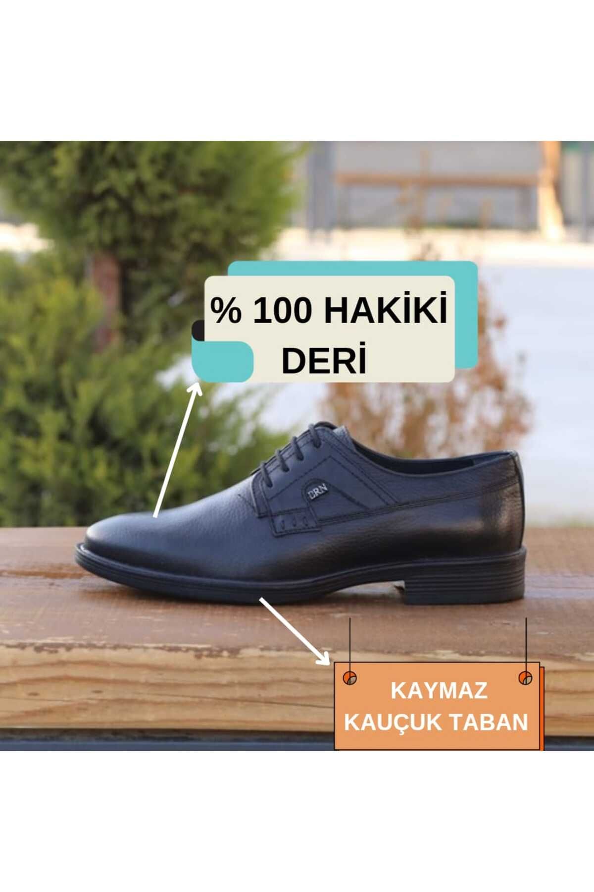 Erkek Kışlık Kundura Hakiki Deri  Kauççuk ve Kaymaz Taban Bağlı