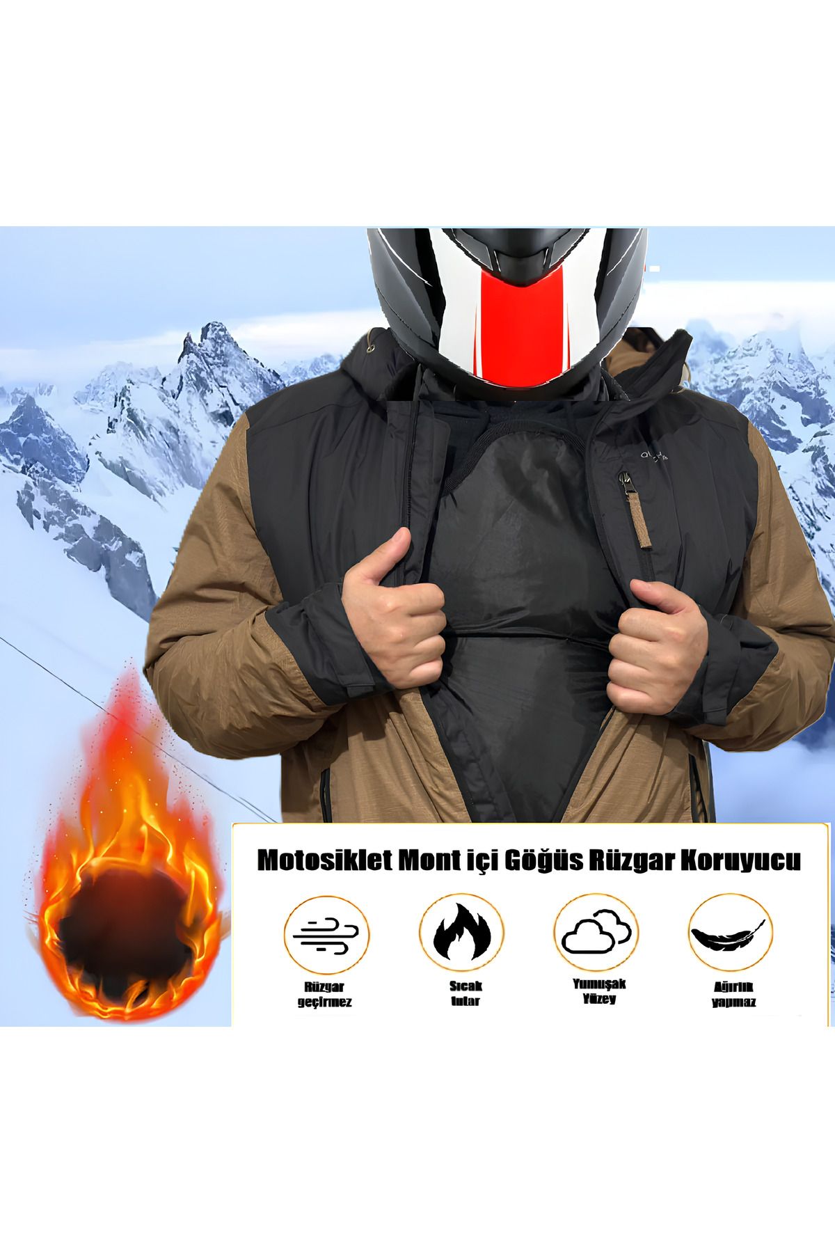 Motosiklet Mont İçi Göğüs Rüzgar Koruyucu-Tek Beden