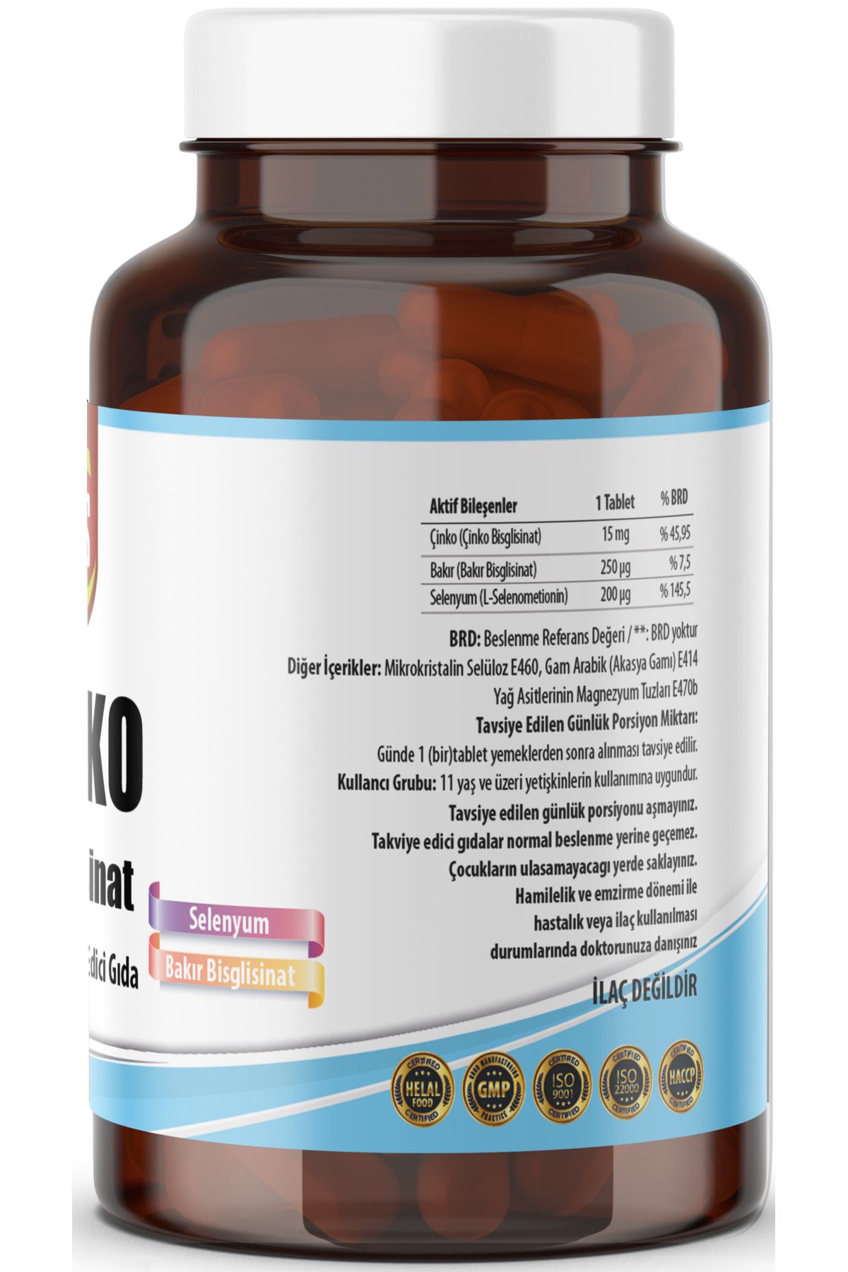 Çinko Bisglisinat & Bakır Selenium 180 Tablet Zinc