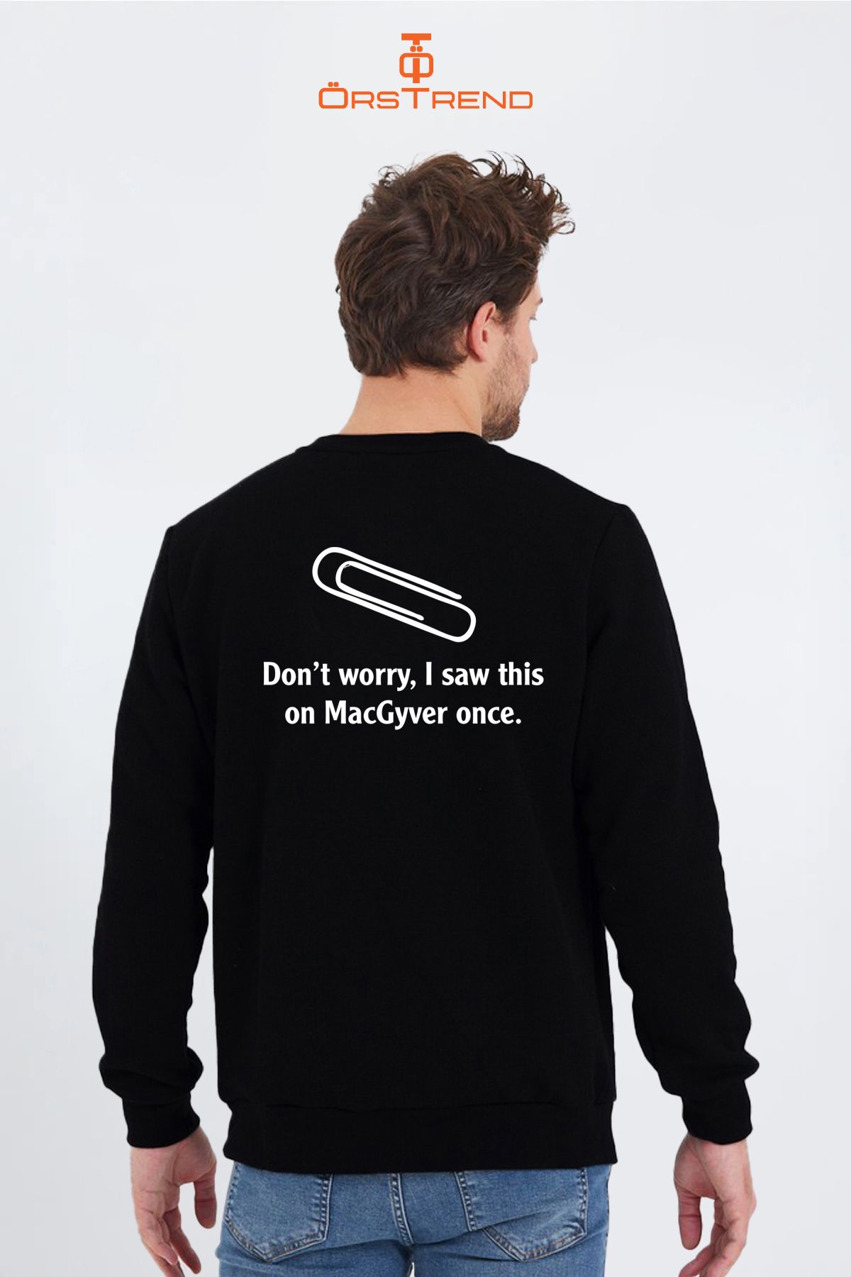 MacGyver Baskılı Unisex Bisiklet Yaka Sweatshirt