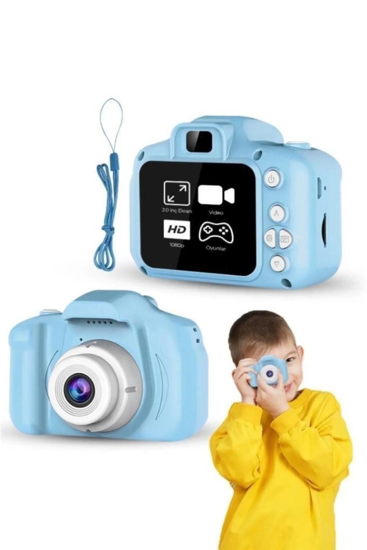 Dijital Fotoğraf Makinesi Çocuk Mini 1080p Hd Kamera Selfiee Mavi