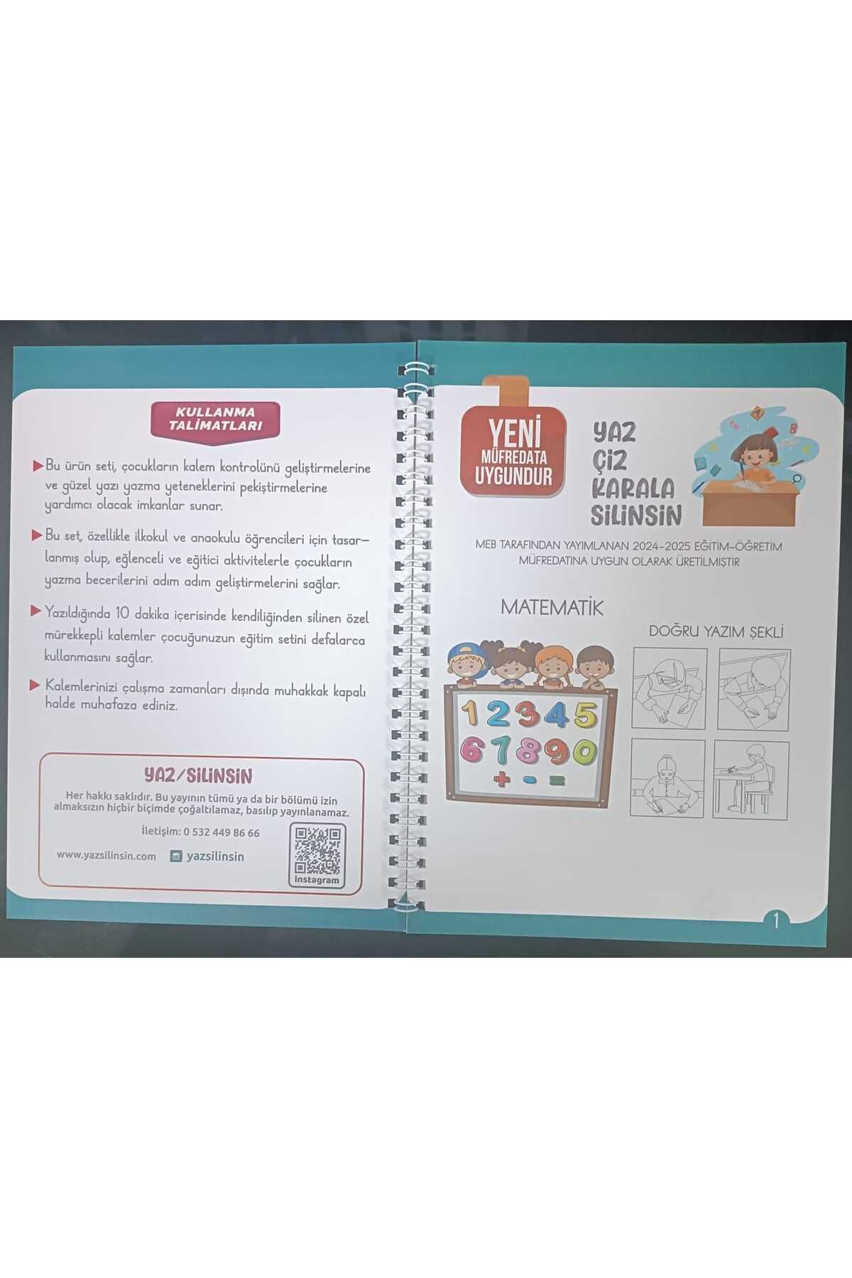 Alfabe Sihirli Yazı Seti Silinebilir Kelemli Kabartmalı Defter Yazma 1 Kitap+1 Kalem+5 Yedek Uç