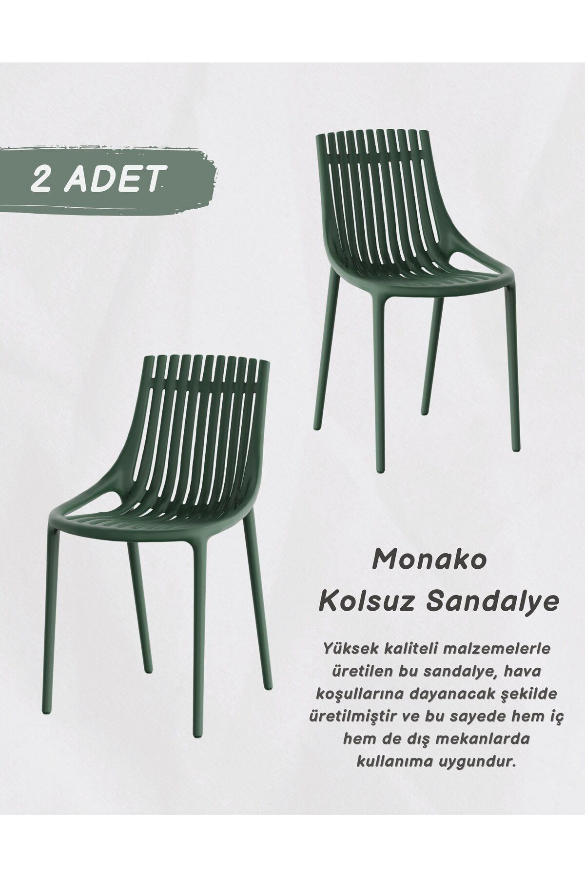 MONAKO KOLSUZ  LÜX CAFE &  RESTAURANT  SANDALYESİ 2 Li Set