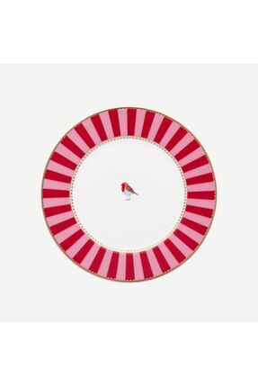 Love Birds Kırmızı Pembe Porselen Pasta Tabağı 17 Cm Image 0